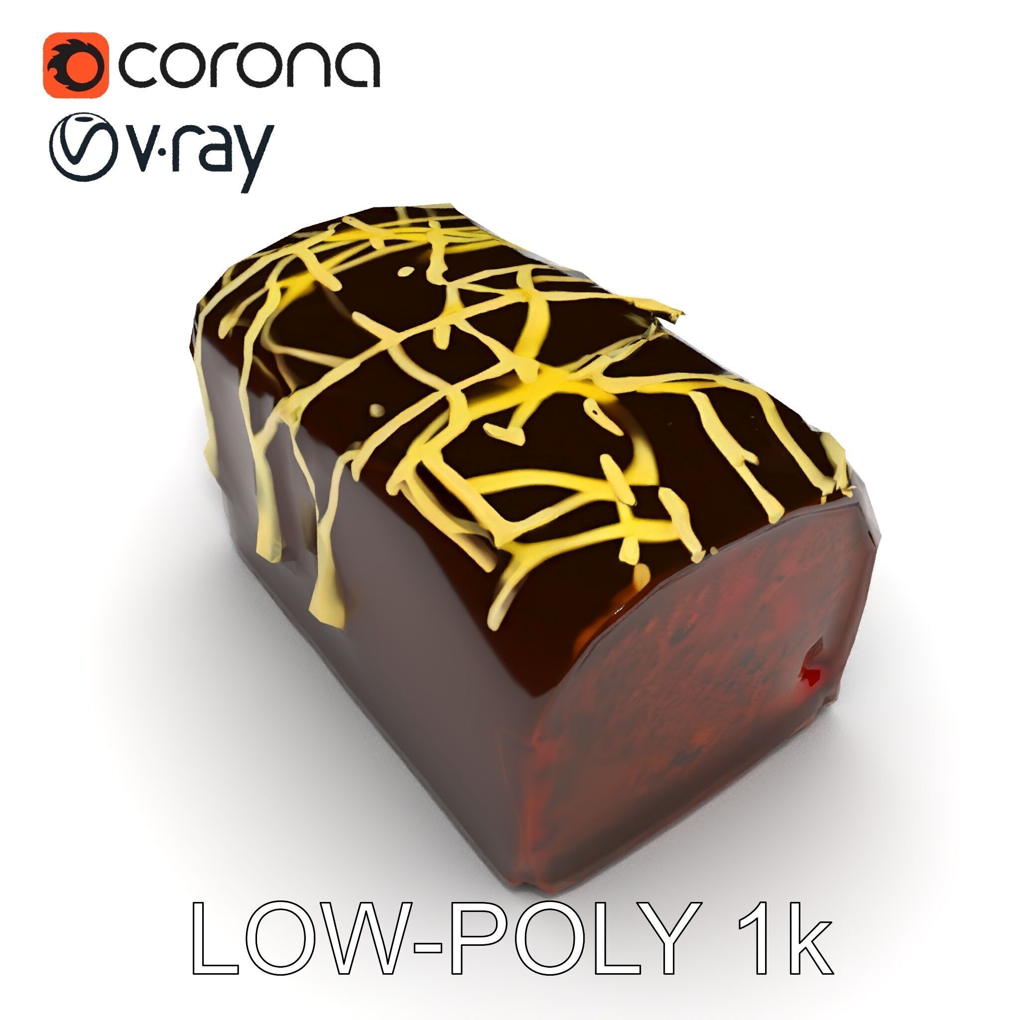 Chocolate Drizzle Cake Model Pack Low-poly 3D model_15