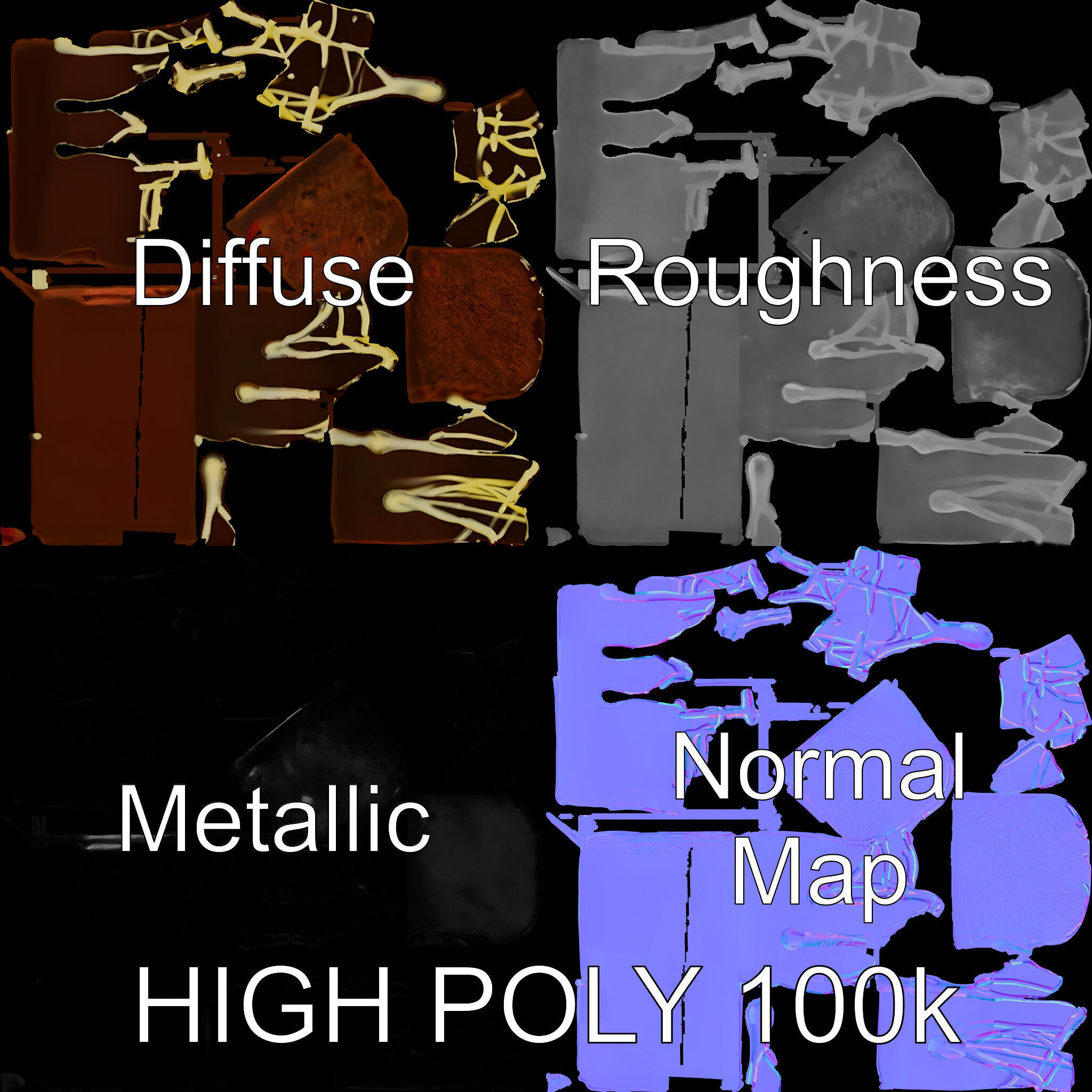 Chocolate Drizzle Cake Model Pack Low-poly 3D model_2