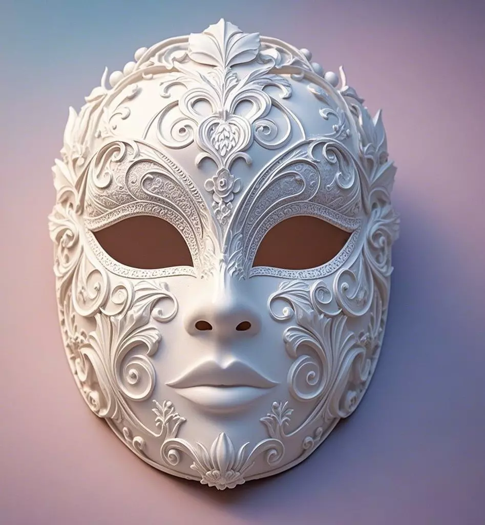 Elegant White Venetian Mask Ornate Carnival Design 3D print model_0