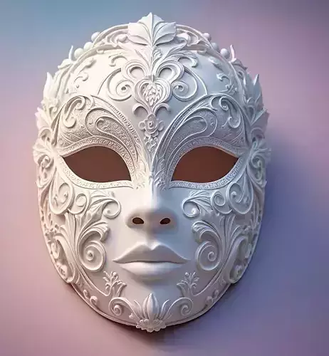 Elegant White Venetian Mask Ornate  Carnival Design 3D print model
