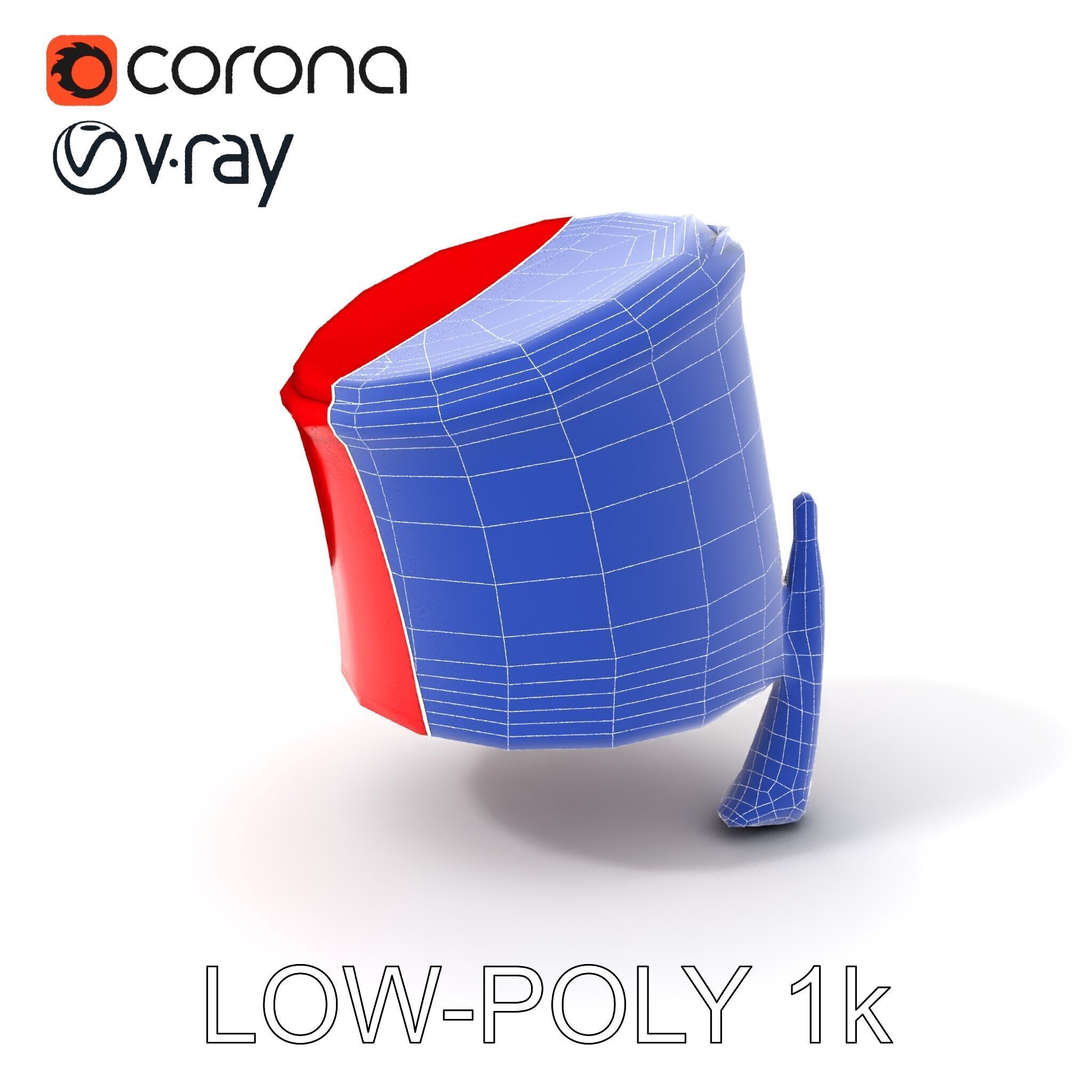 Red Fez Hat with Tassel Model Pack Low-poly 3D model_14