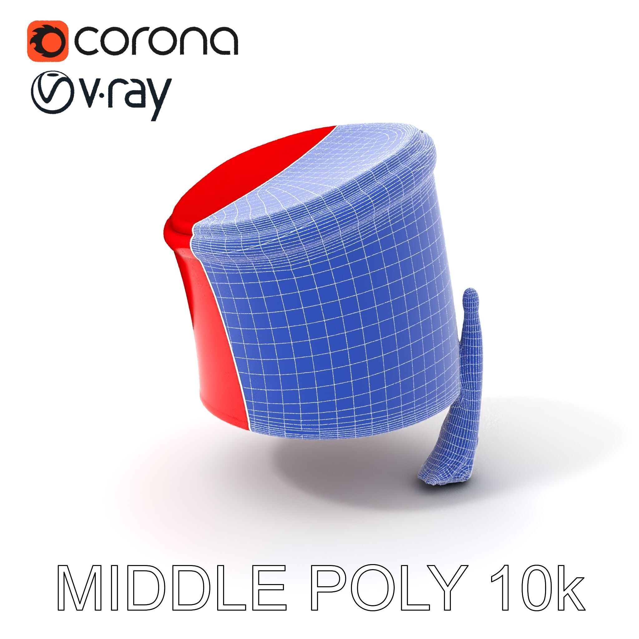 Red Fez Hat with Tassel Model Pack Low-poly 3D model_6