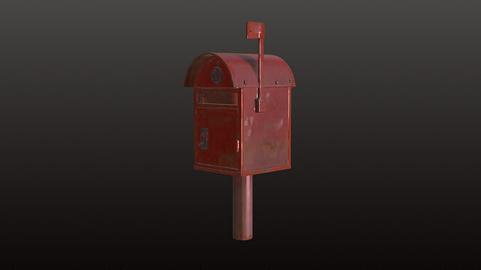 Realistic 3D Model Render Old Metal Mailbox 3D model