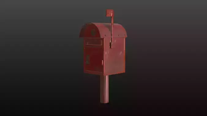 Realistic 3D Model Render Old Metal Mailbox
