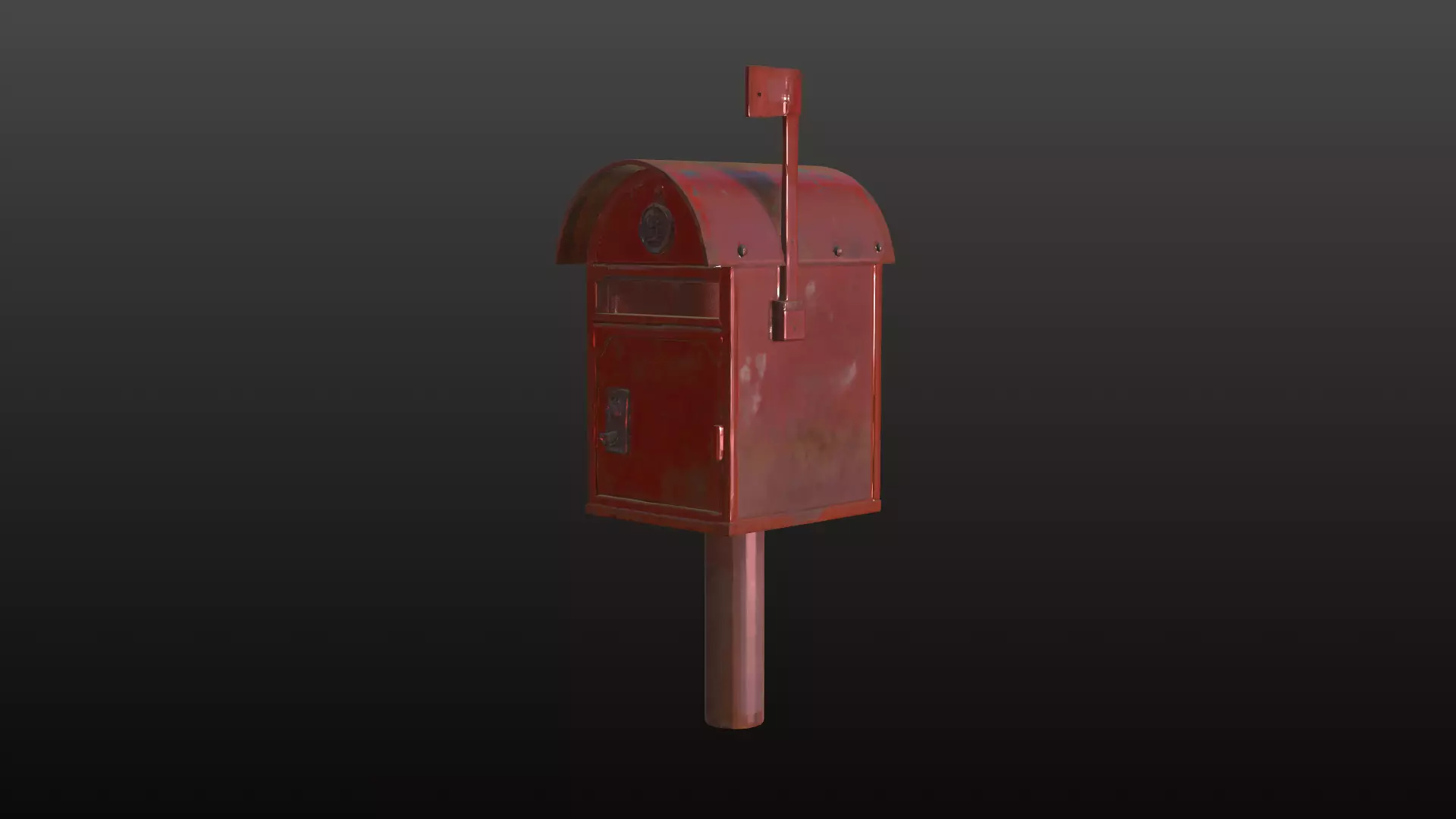 Realistic 3D Model Render Old Metal Mailbox 3D model_0