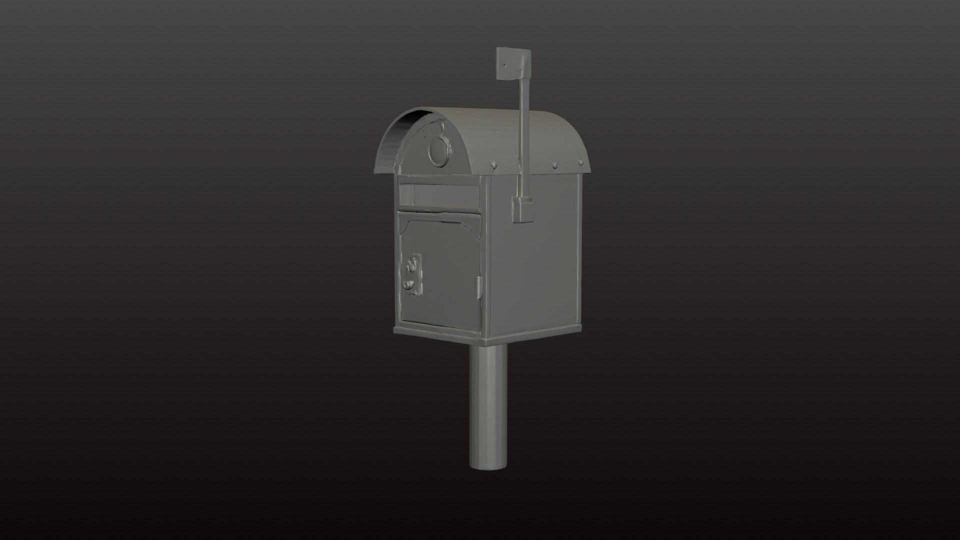 Realistic 3D Model Render Old Metal Mailbox 3D model_1