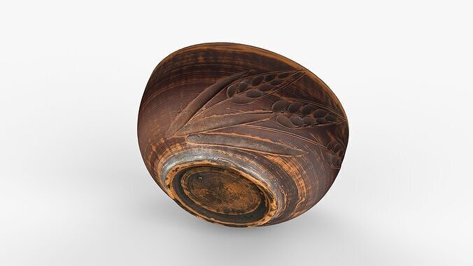 Photorealistic 3D scan of Clay Bowl plate with Dried Cherries Low-poly 3D model 3