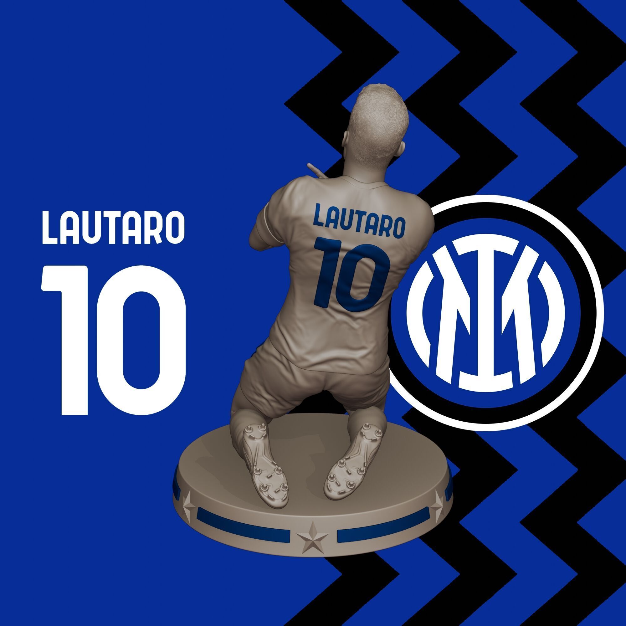 3D Printable Figure of Lautaro Martinez - Inter Milan Number 10 3D print model_3