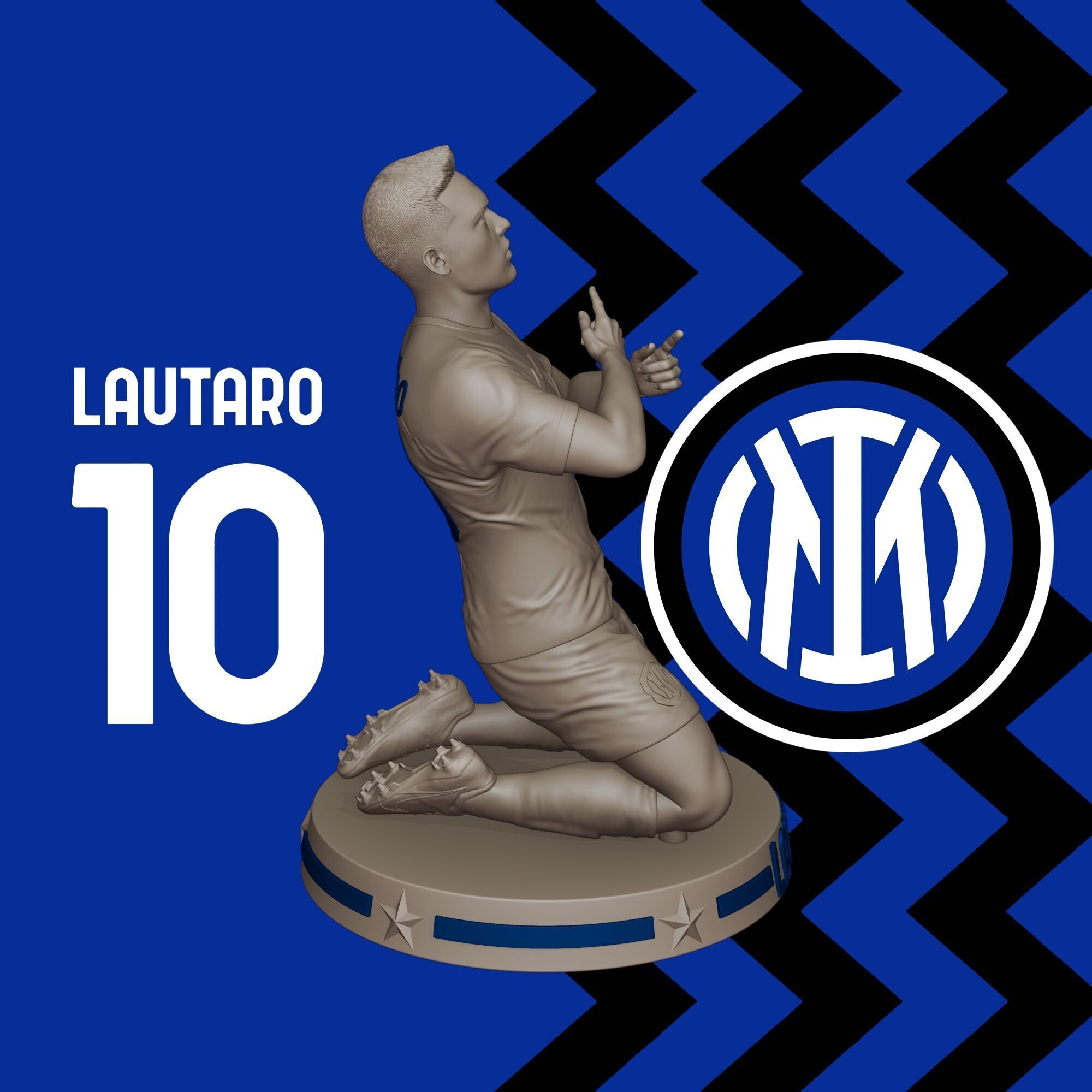 3D Printable Figure of Lautaro Martinez - Inter Milan Number 10 3D print model_2