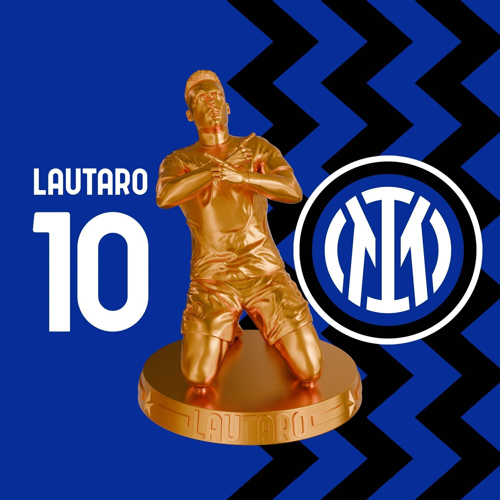 3D Printable Figure of Lautaro Martinez - Inter Milan Number 10 3D print model_1