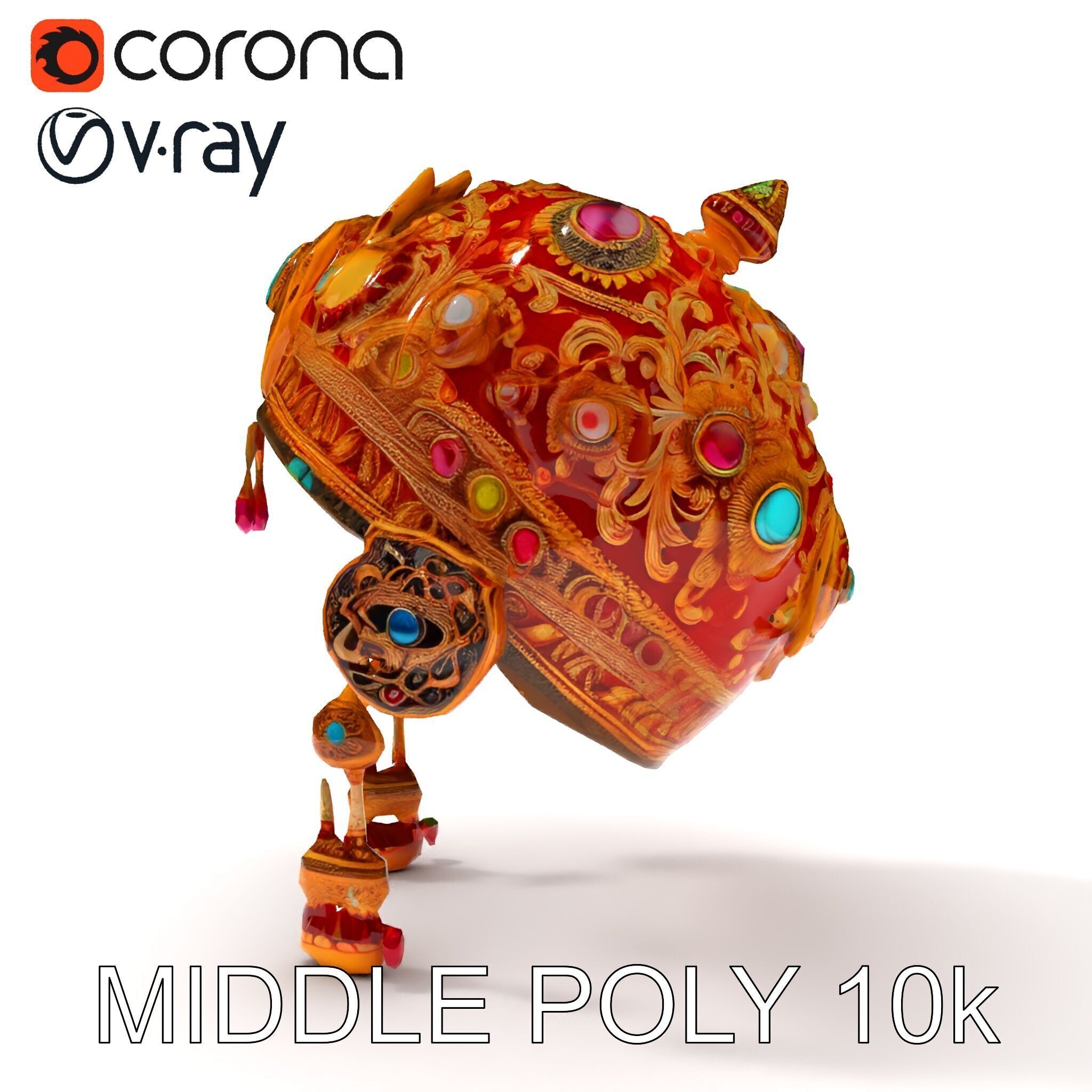 Ornate Jeweled Crown Model Pack Low-poly 3D model_11