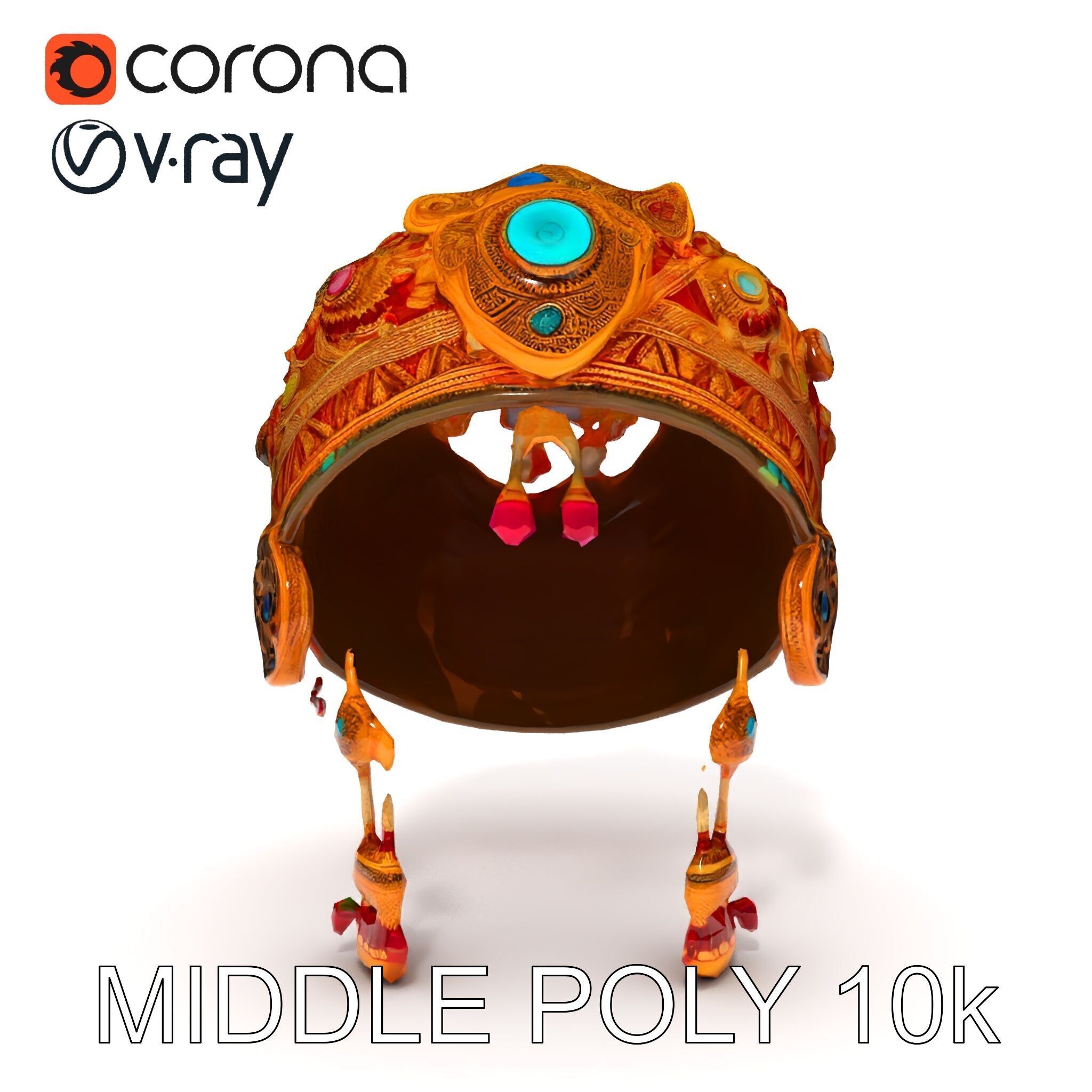 Ornate Jeweled Crown Model Pack Low-poly 3D model_23