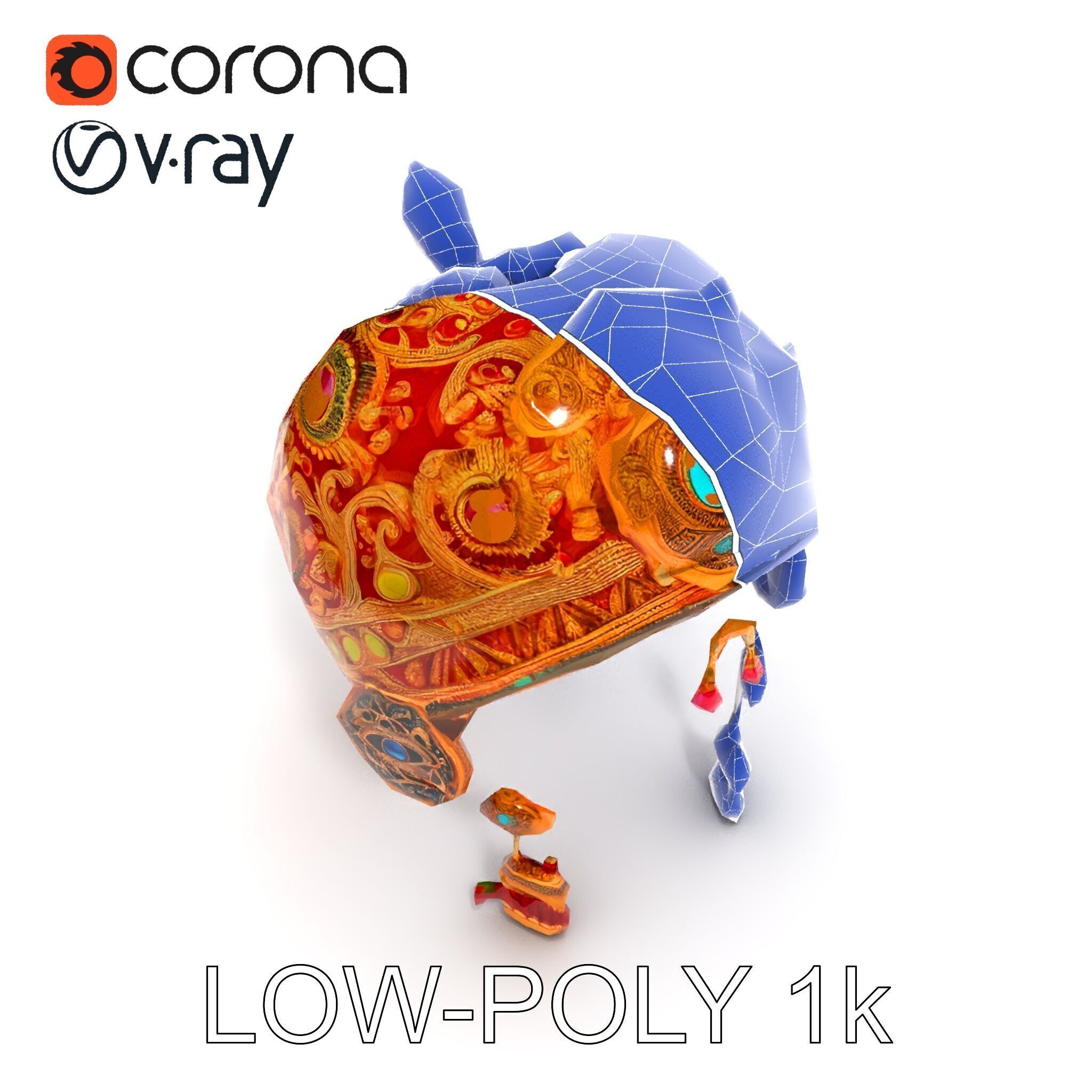 Ornate Jeweled Crown Model Pack Low-poly 3D model_32