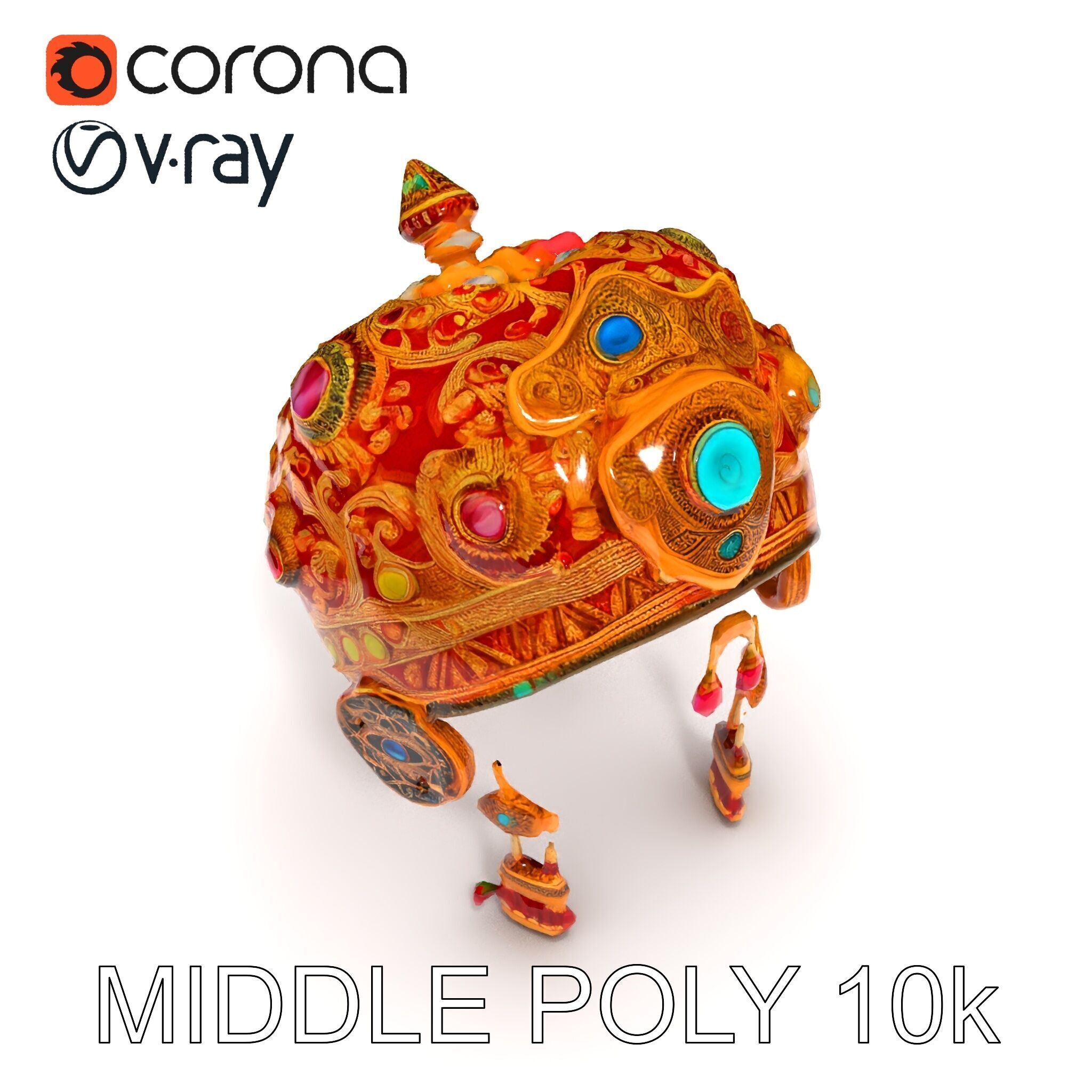 Ornate Jeweled Crown Model Pack Low-poly 3D model_26