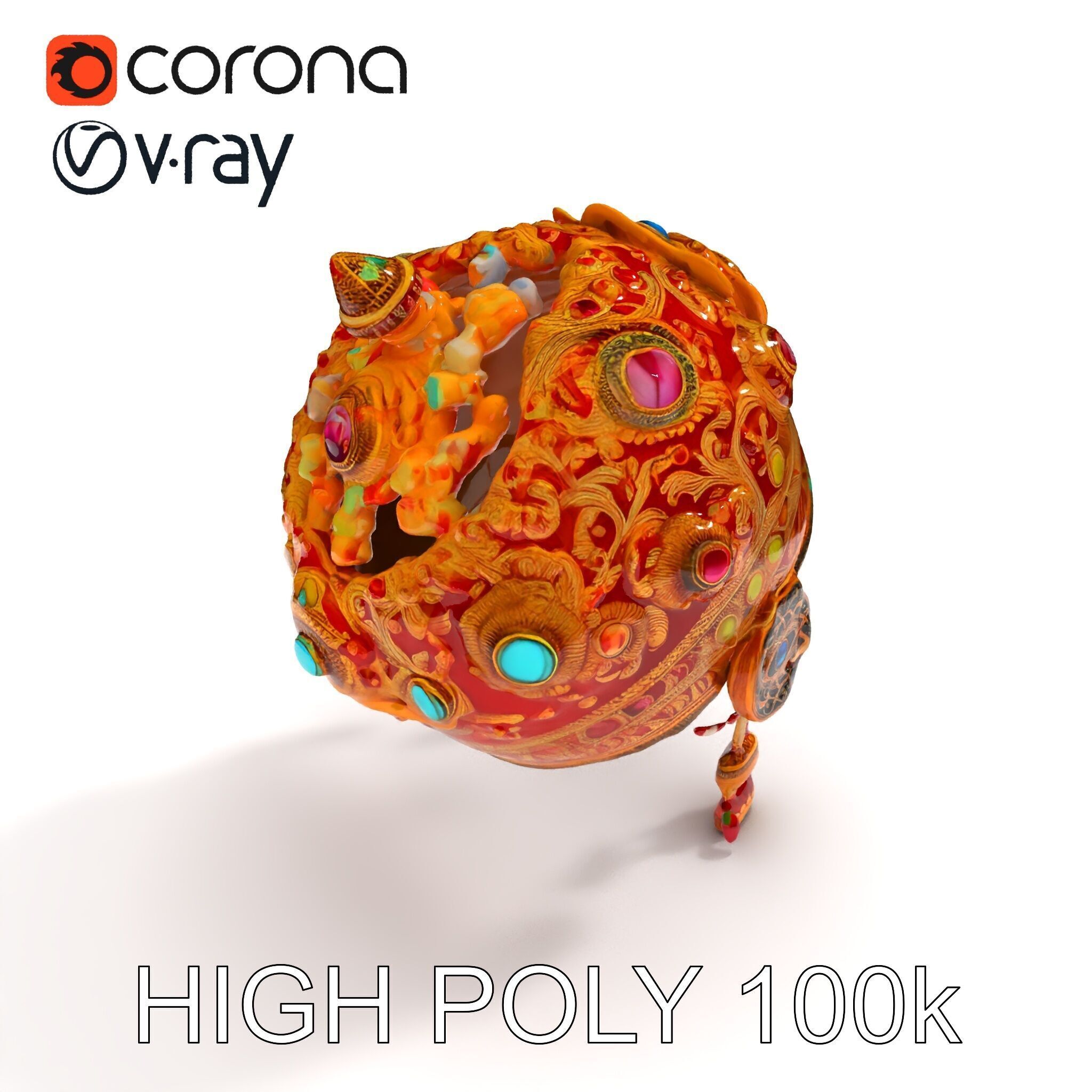 Ornate Jeweled Crown Model Pack Low-poly 3D model_19