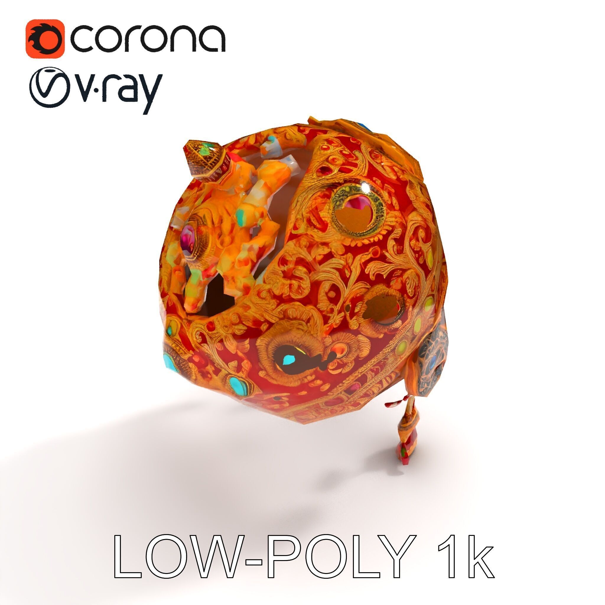 Ornate Jeweled Crown Model Pack Low-poly 3D model_7