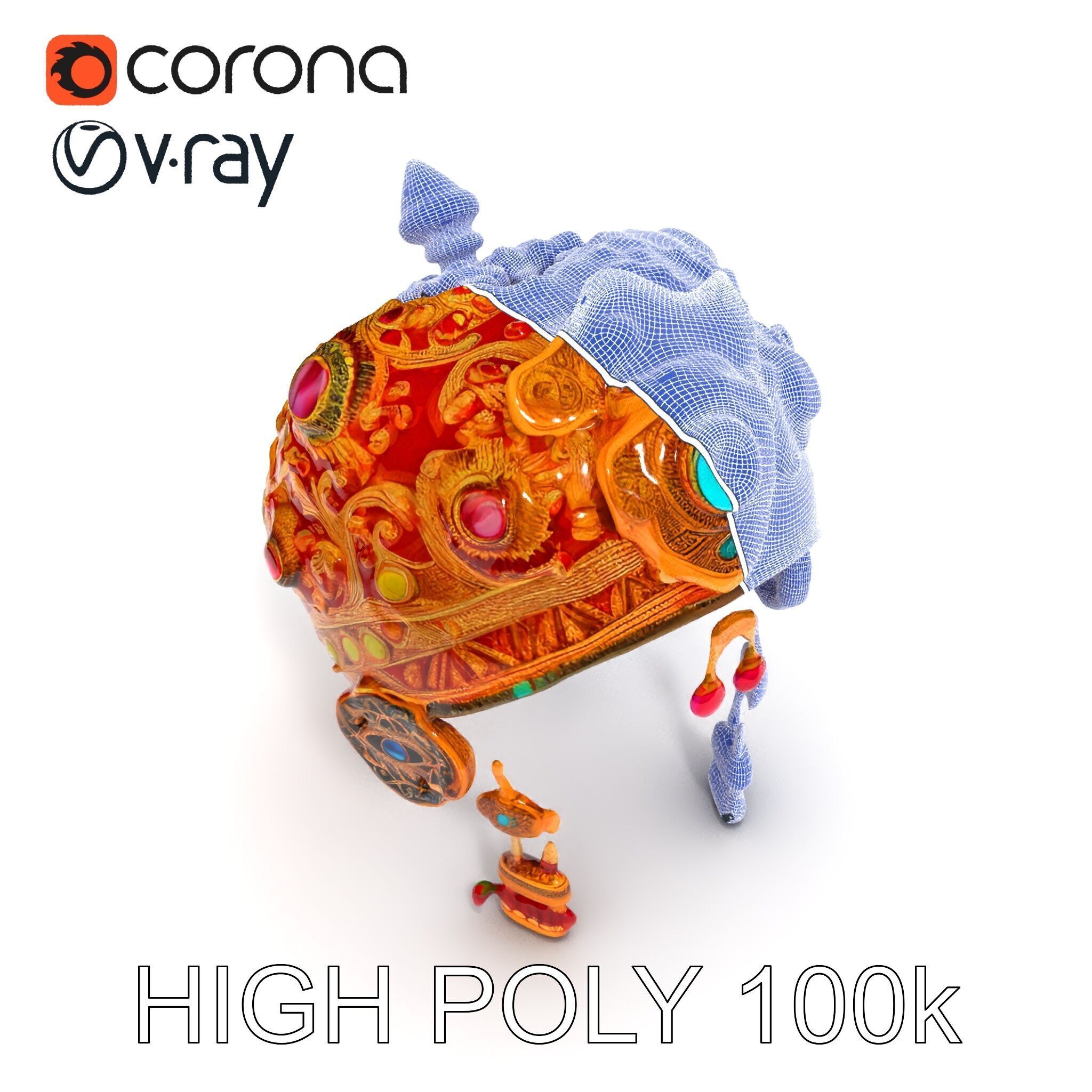 Ornate Jeweled Crown Model Pack Low-poly 3D model_13