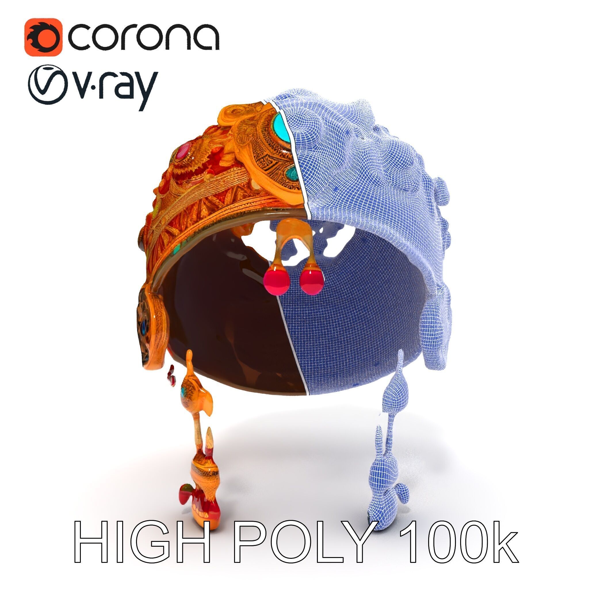 Ornate Jeweled Crown Model Pack Low-poly 3D model_35