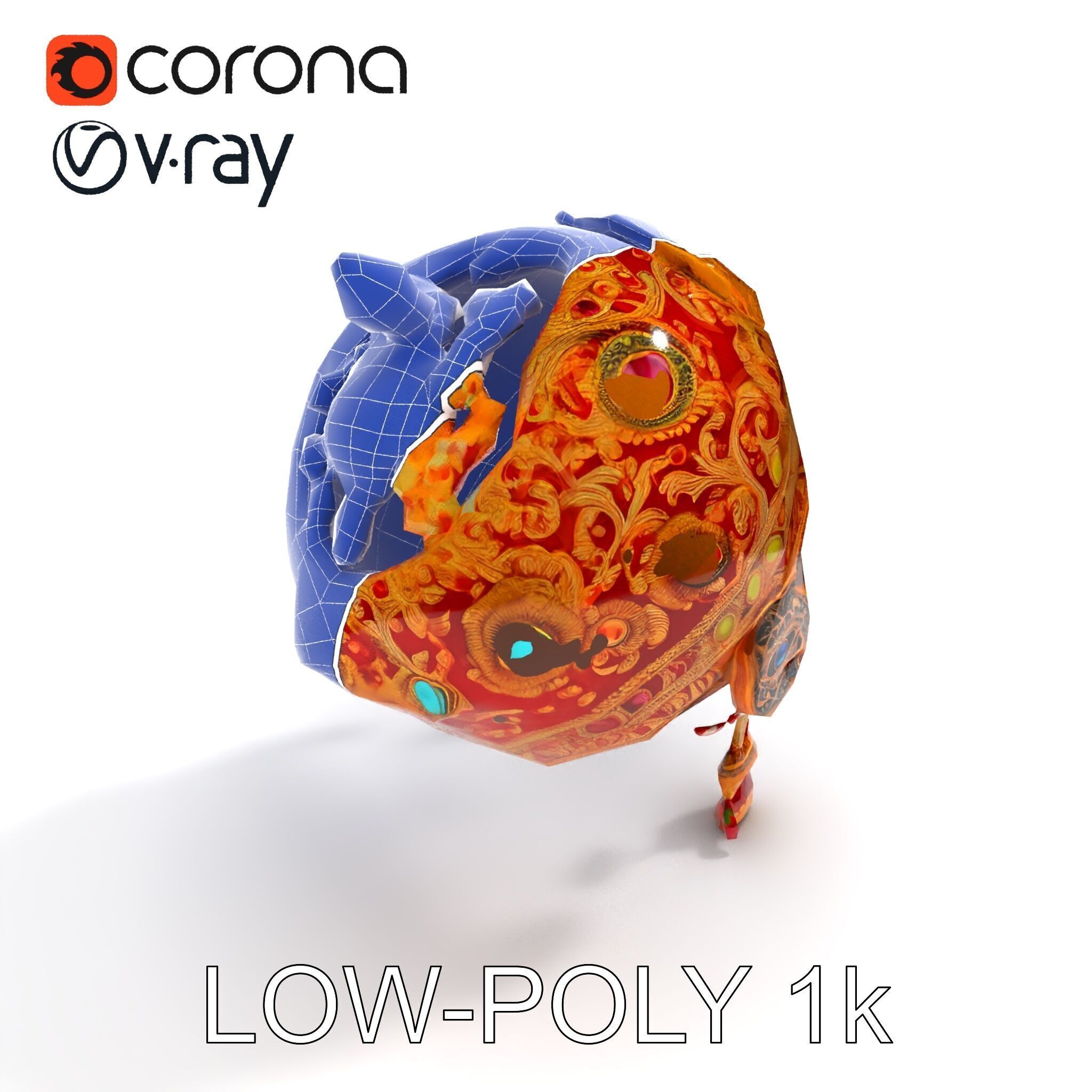 Ornate Jeweled Crown Model Pack Low-poly 3D model_34