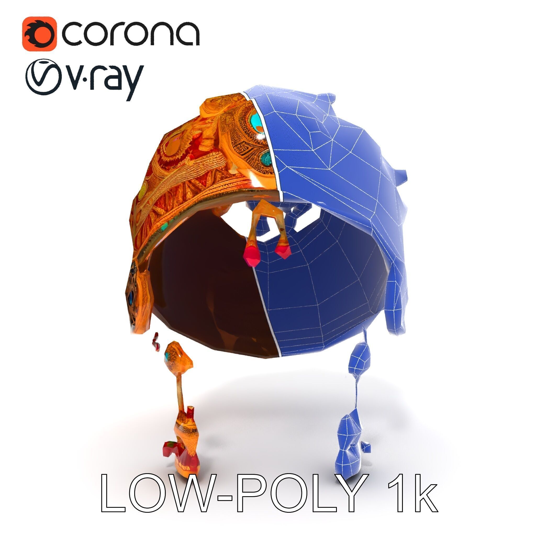 Ornate Jeweled Crown Model Pack Low-poly 3D model_18