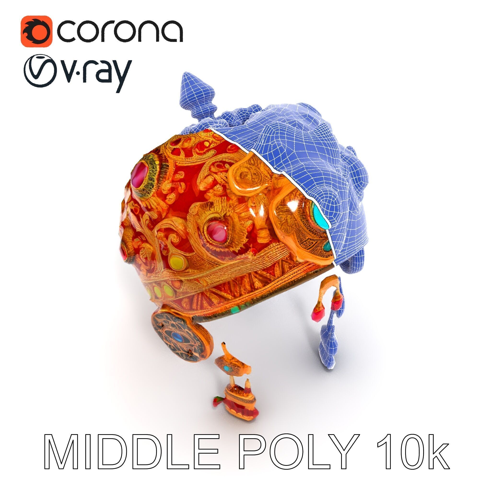 Ornate Jeweled Crown Model Pack Low-poly 3D model_9