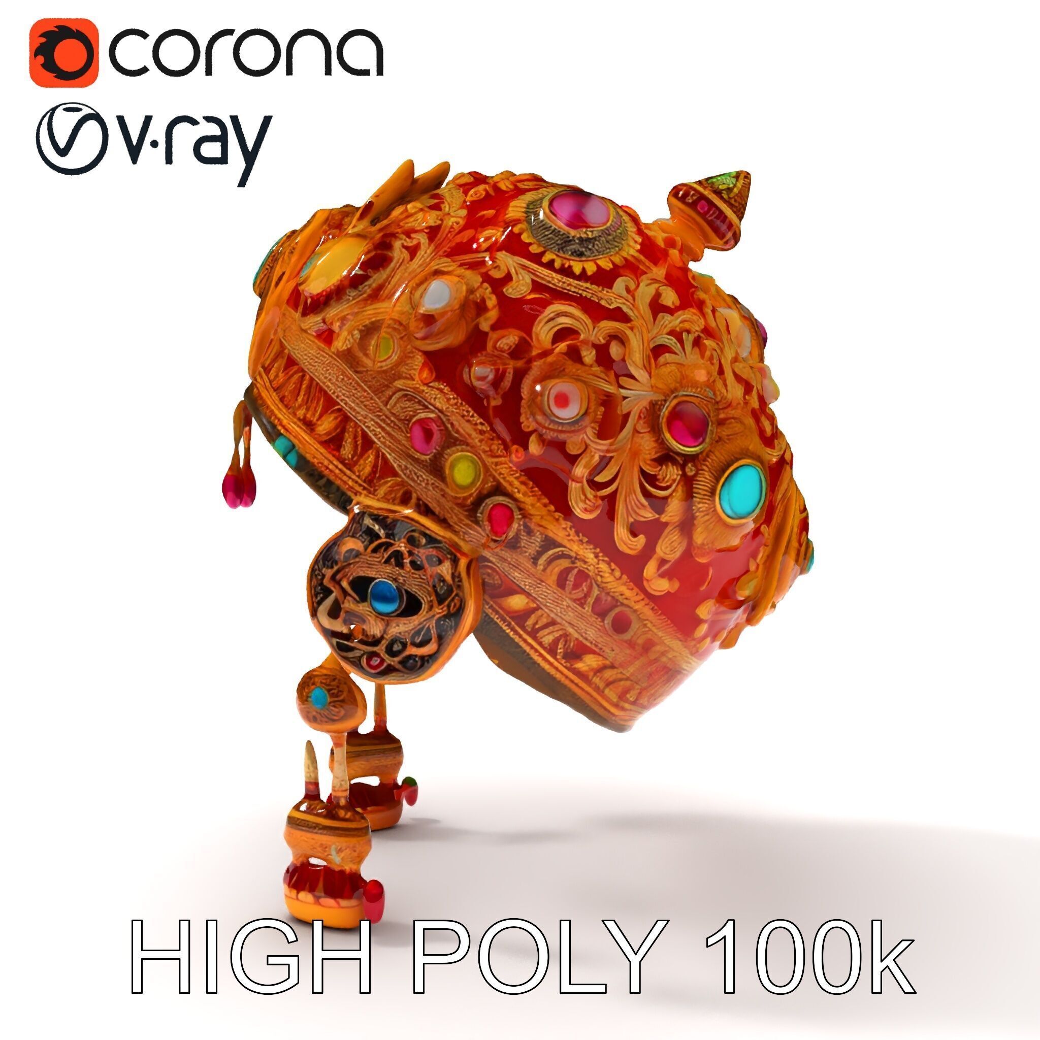 Ornate Jeweled Crown Model Pack Low-poly 3D model_16