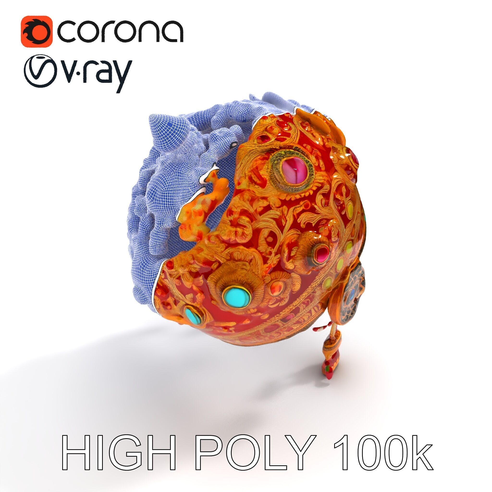 Ornate Jeweled Crown Model Pack Low-poly 3D model_25