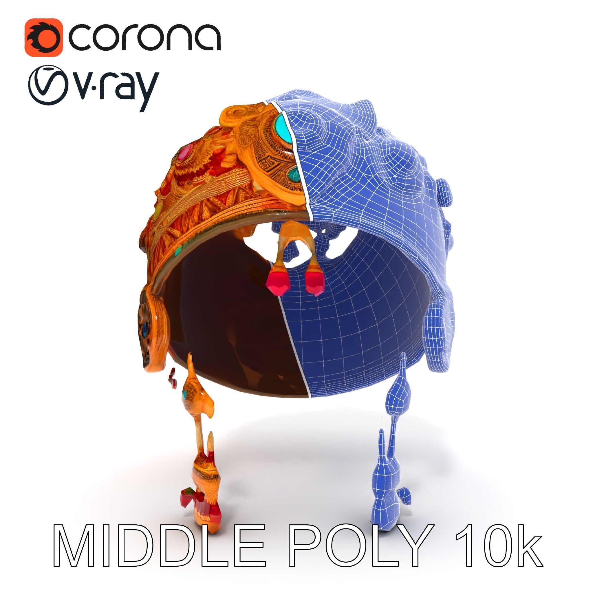 Ornate Jeweled Crown Model Pack Low-poly 3D model_14