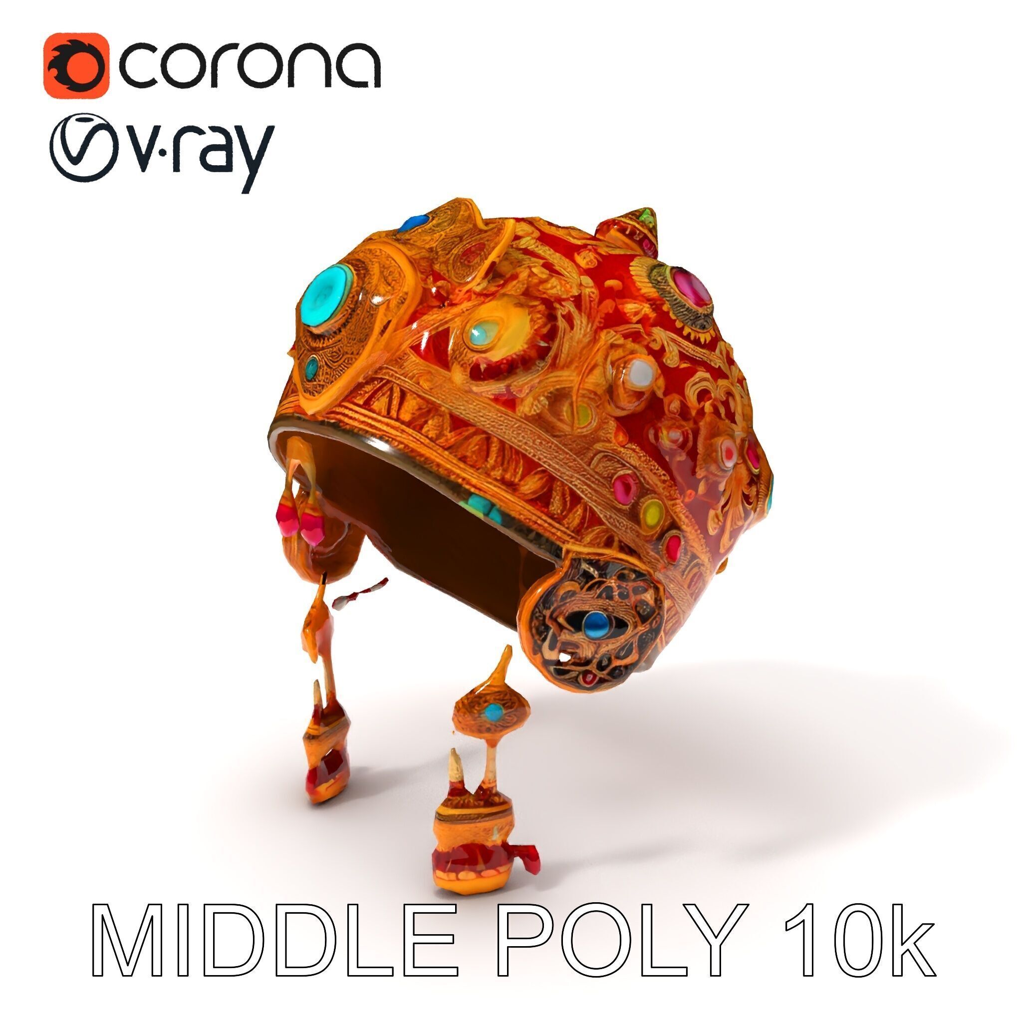 Ornate Jeweled Crown Model Pack Low-poly 3D model_17