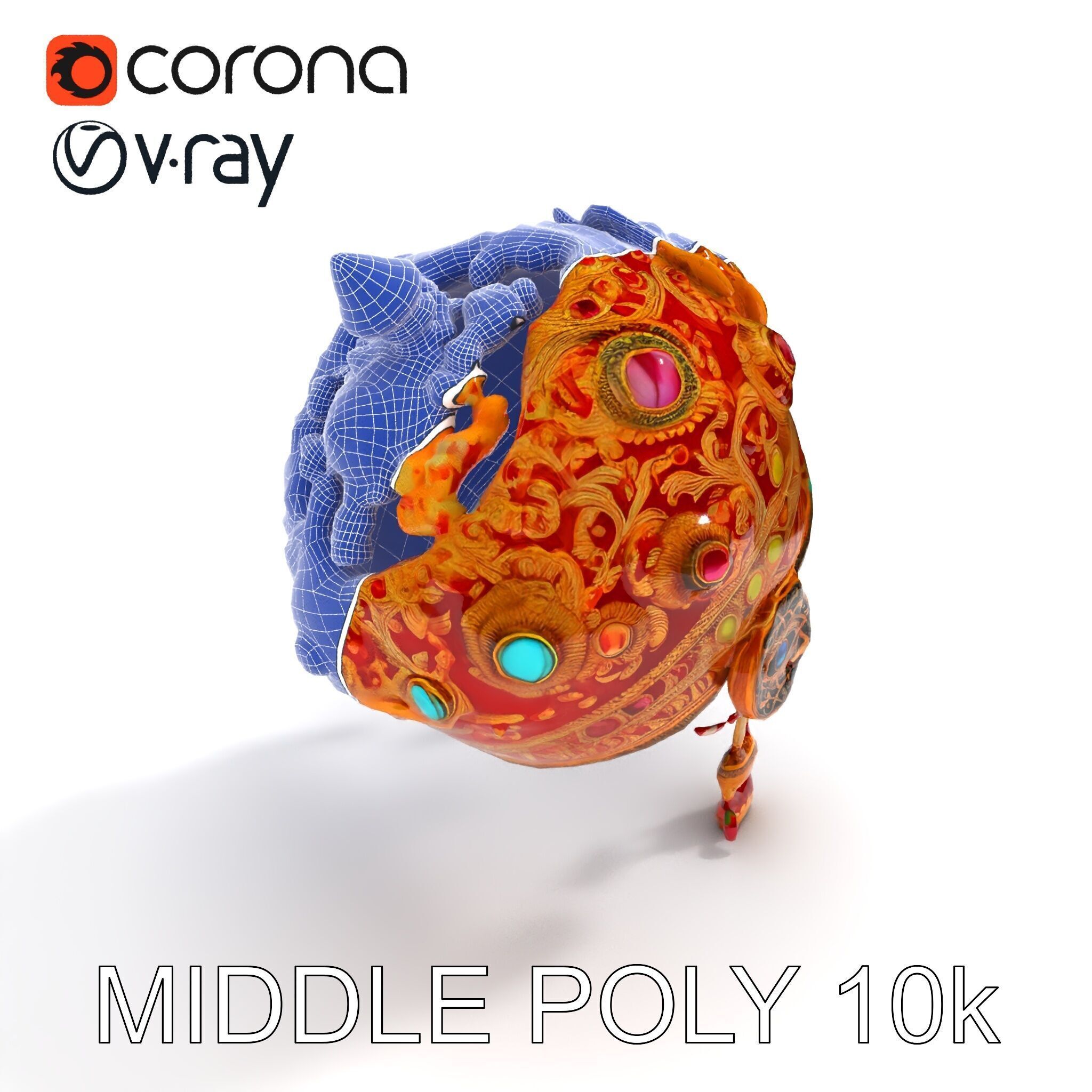 Ornate Jeweled Crown Model Pack Low-poly 3D model_29