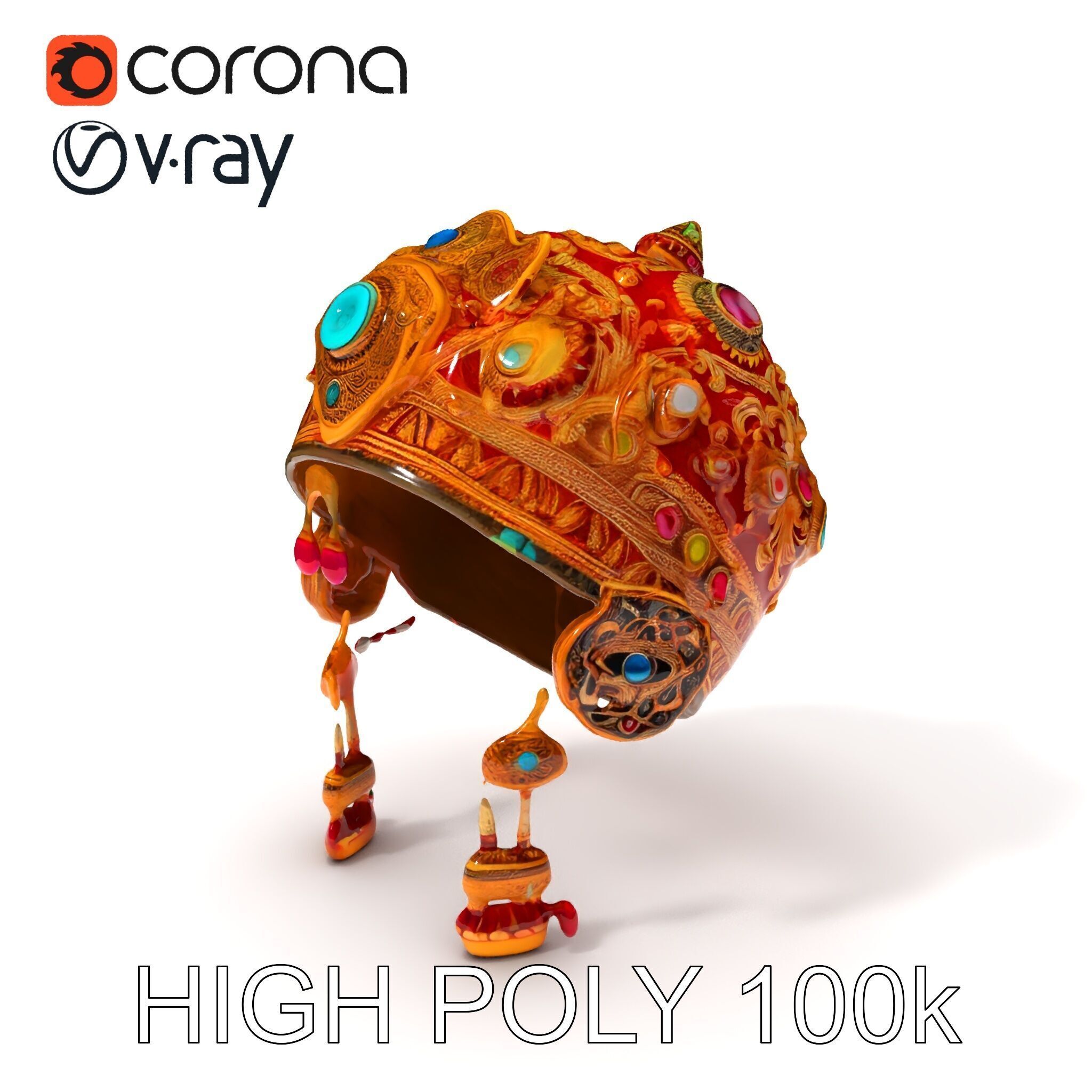 Ornate Jeweled Crown Model Pack Low-poly 3D model_3