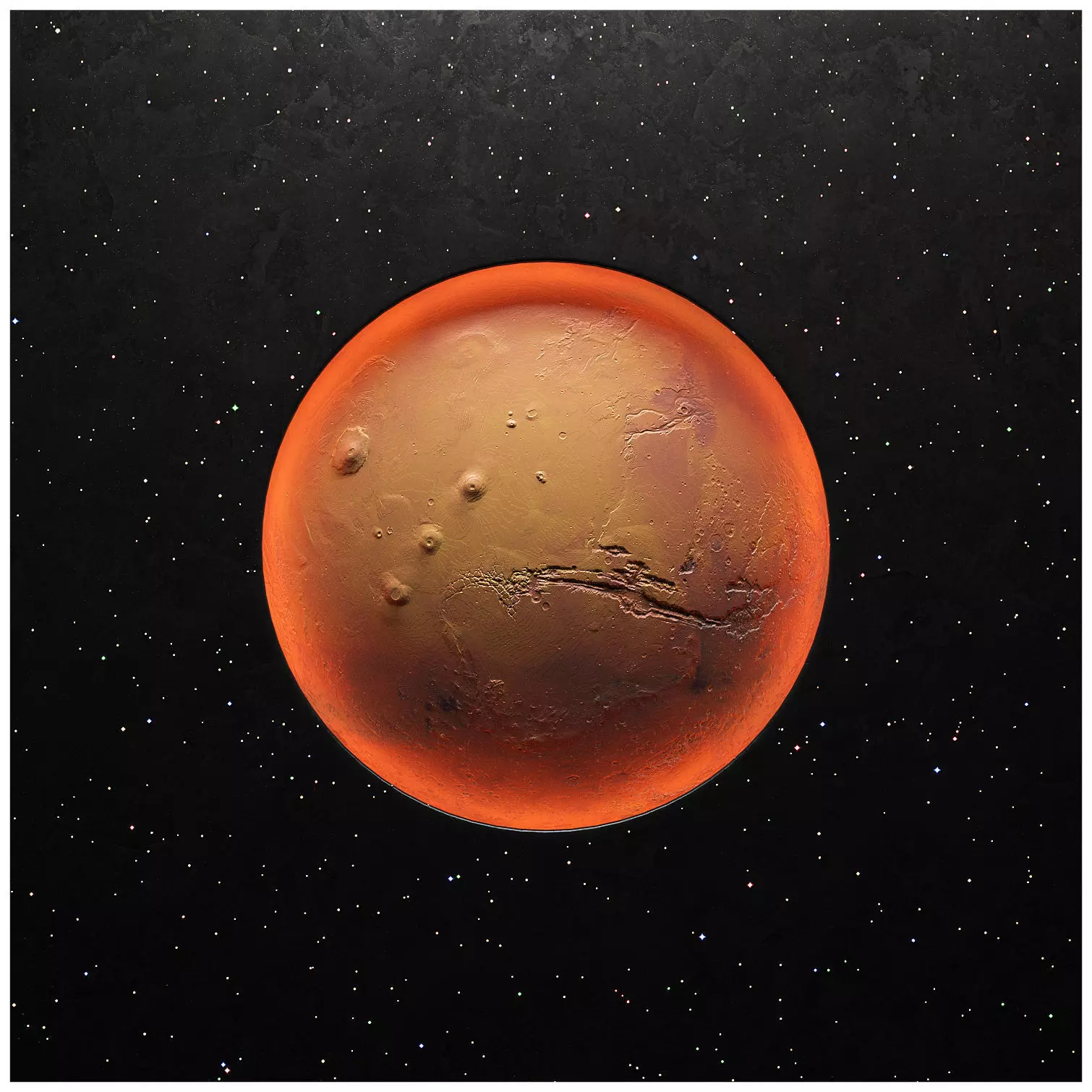 Mars decoration with illumination and starry sky 3D model
