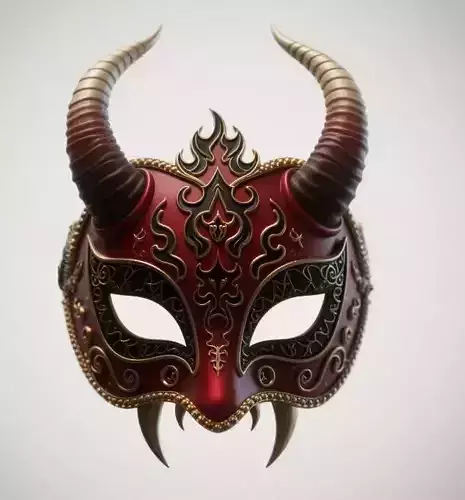 Ornamental 3D Devil Mask in Carnival Style 3D print model