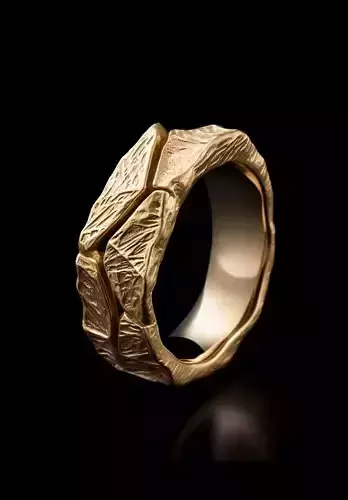 Cracked Texture Men Ring 3D Printable Statement Jewelry 3D print model