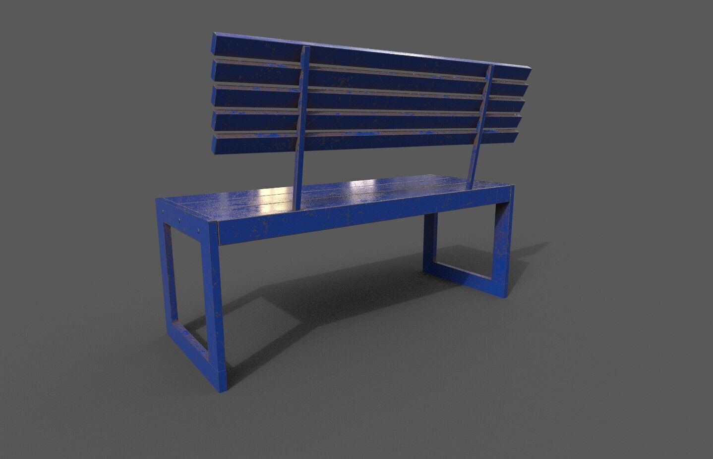 Street Bench Low-poly 3D model_3