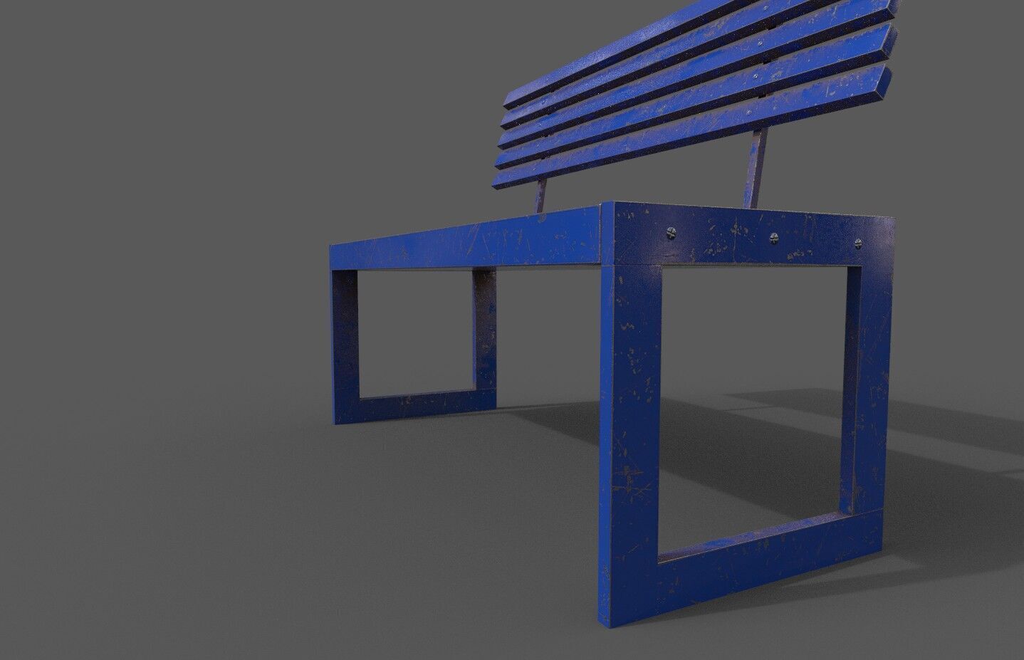 Street Bench Low-poly 3D model_2