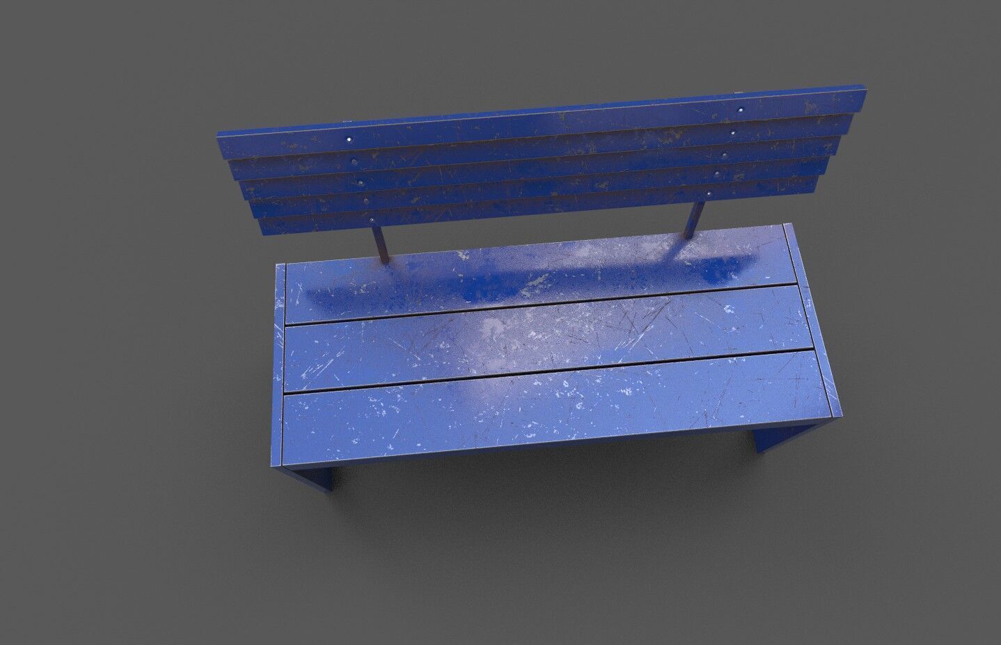 Street Bench Low-poly 3D model_4