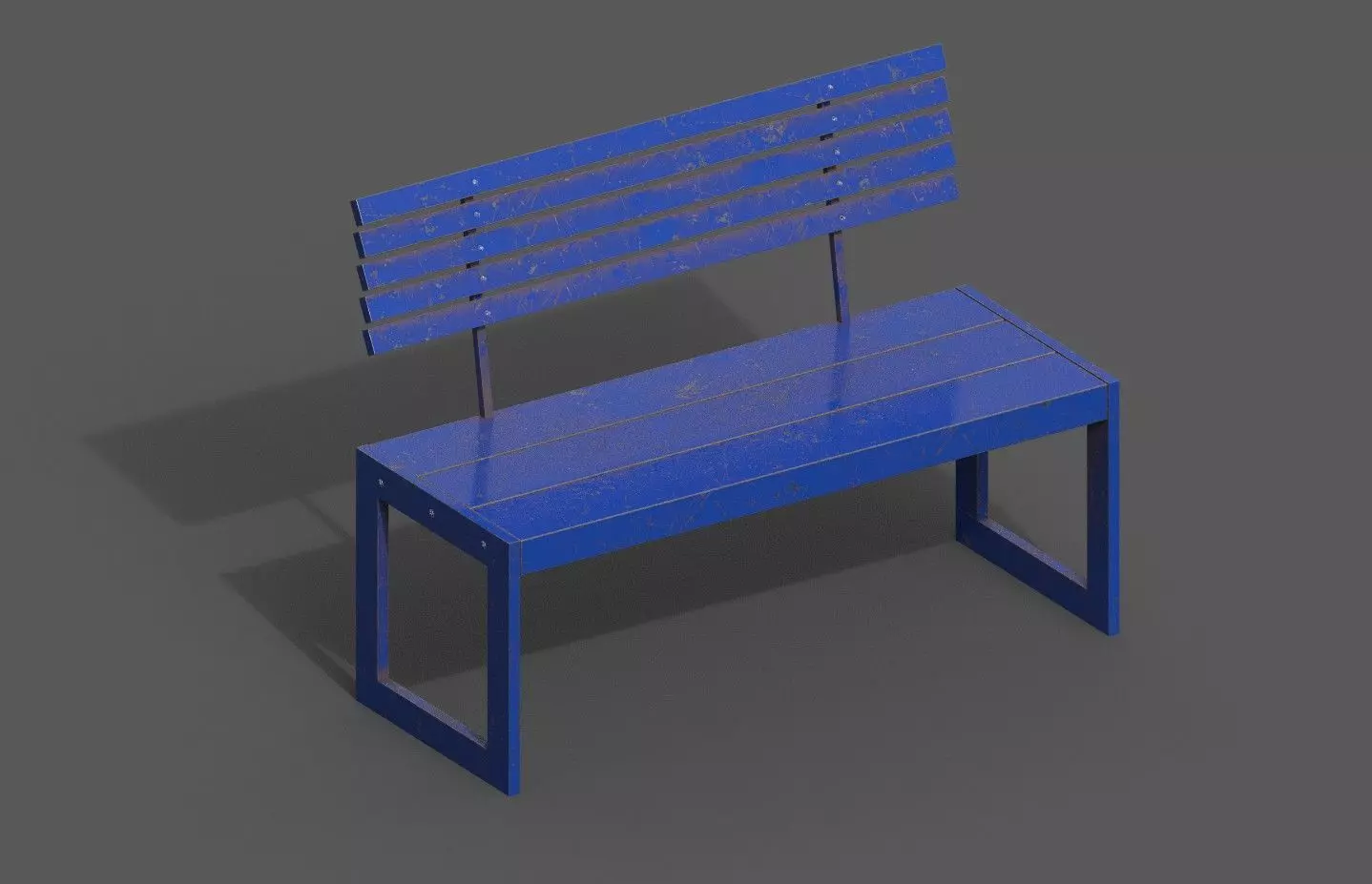 Street Bench Low-poly 3D model_0