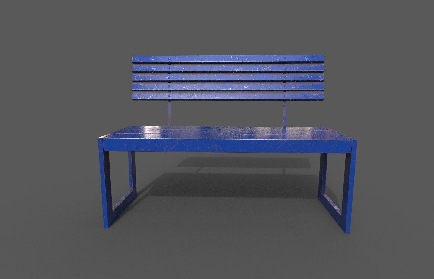 Street Bench Low-poly 3D model_1