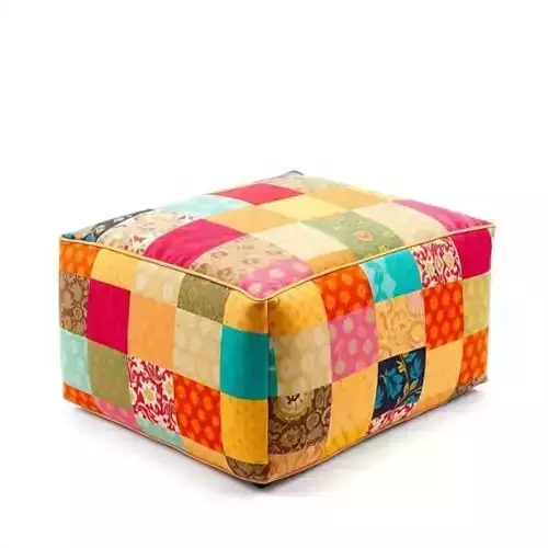 Colorful Patchwork Ottoman Model Pack Low-poly 3D model