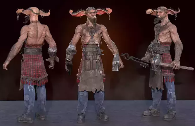 Fantasy Blacksmith Bull Low-poly 3D model
