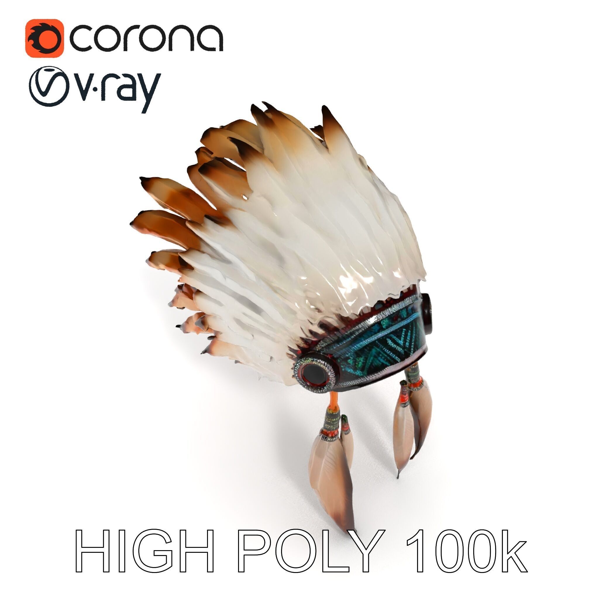 Native American Feather Headdress Model Pack Low-poly 3D model_27