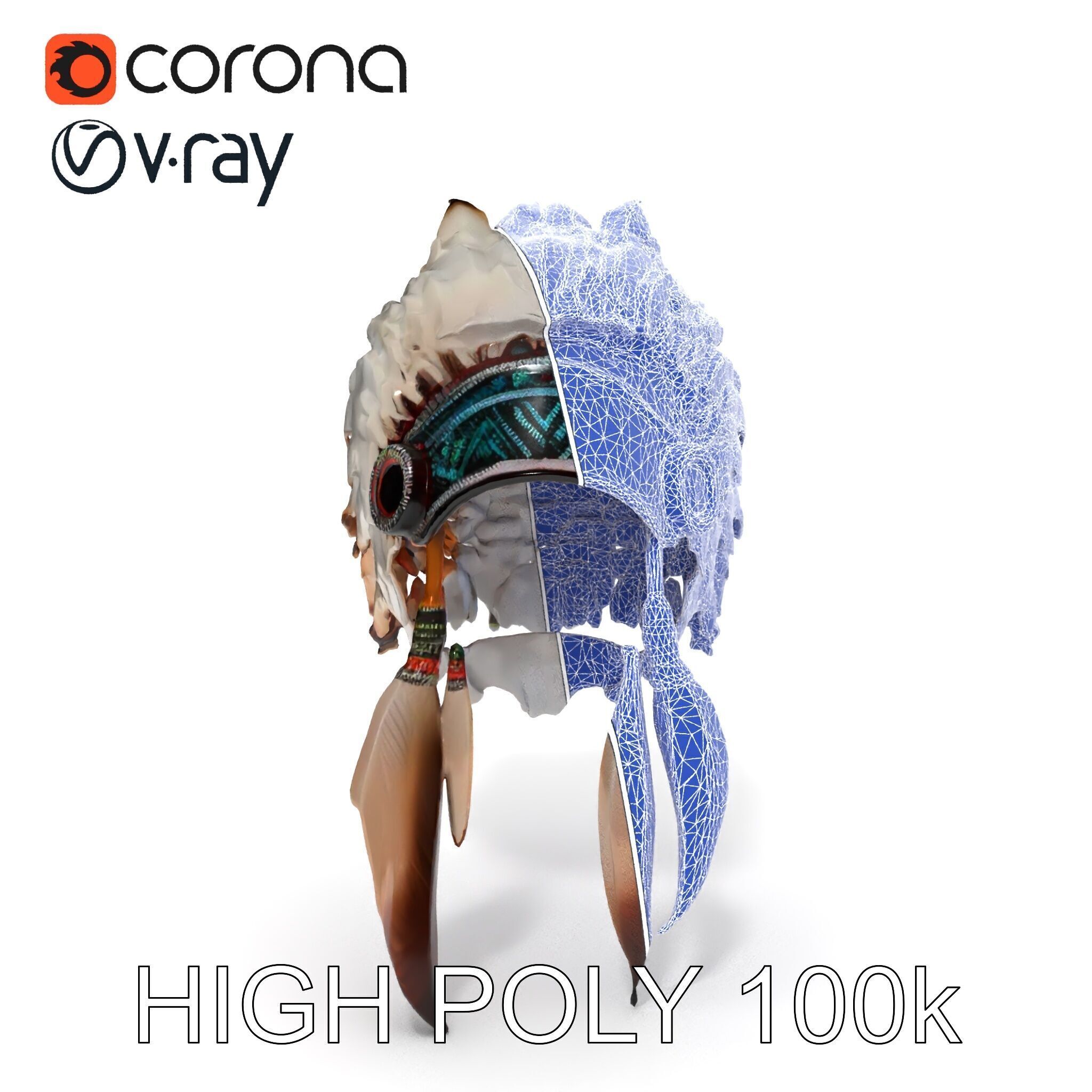 Native American Feather Headdress Model Pack Low-poly 3D model_29