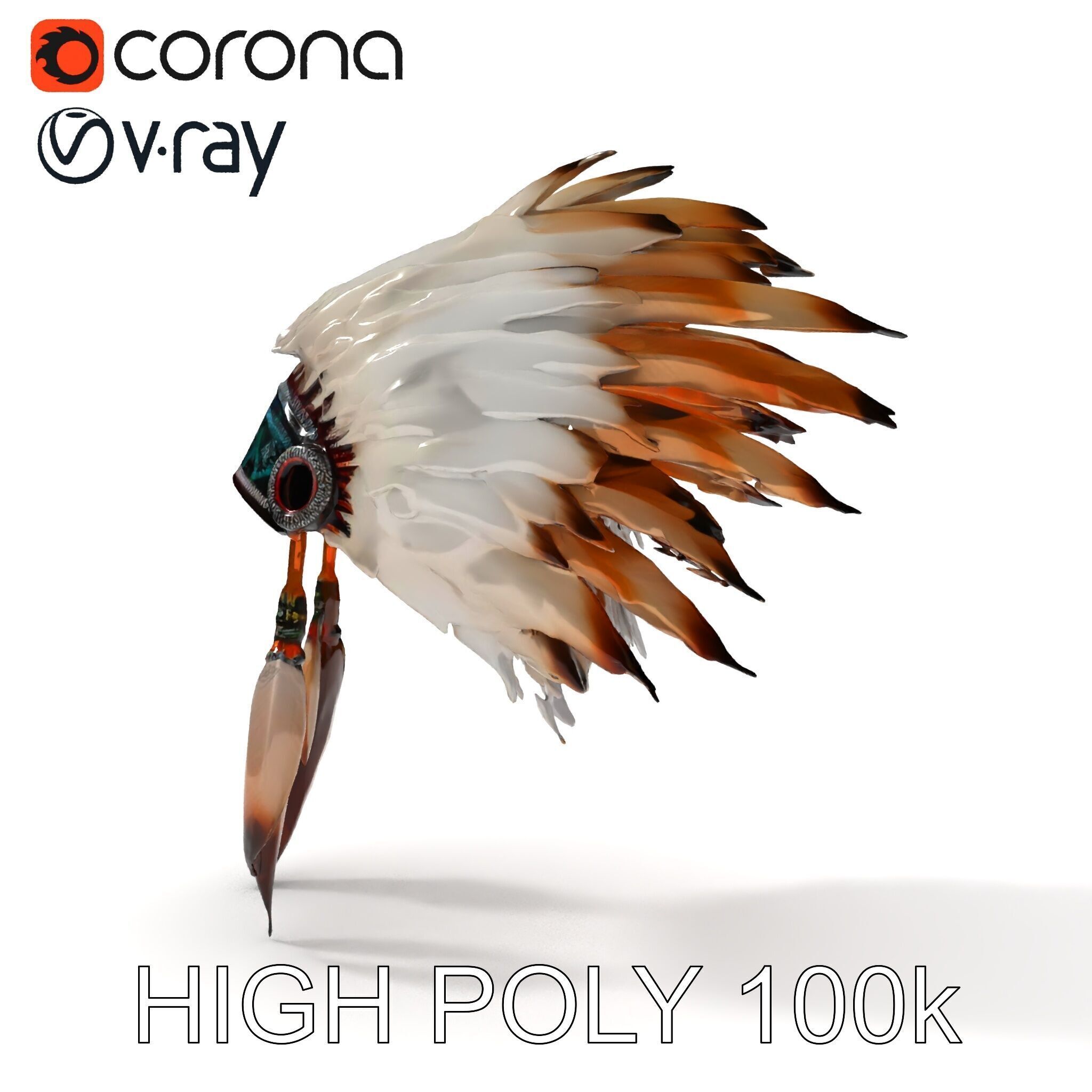 Native American Feather Headdress Model Pack Low-poly 3D model_32