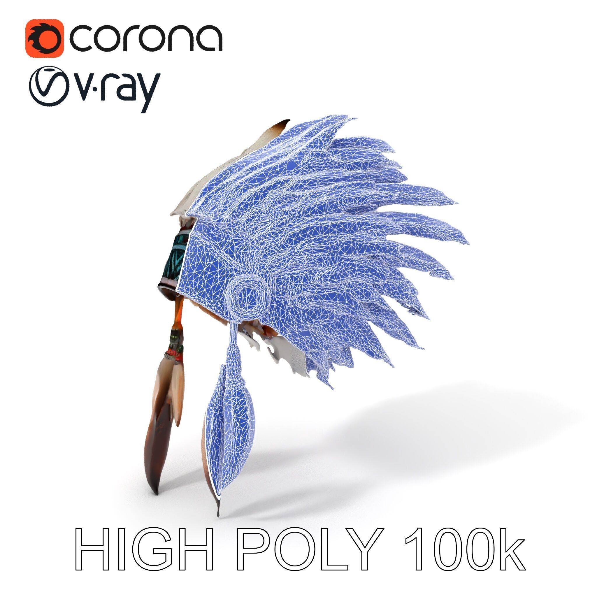 Native American Feather Headdress Model Pack Low-poly 3D model_25