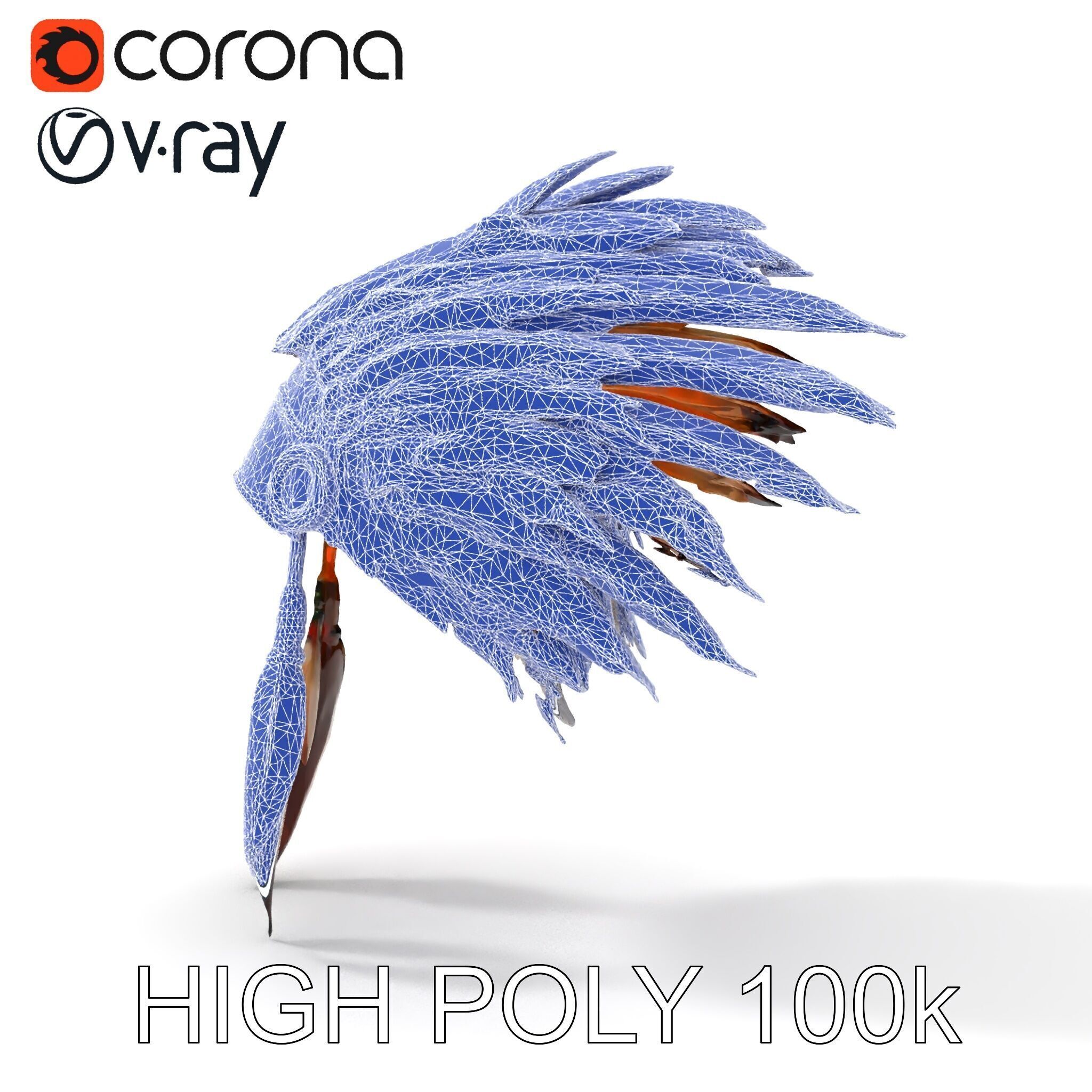 Native American Feather Headdress Model Pack Low-poly 3D model_10