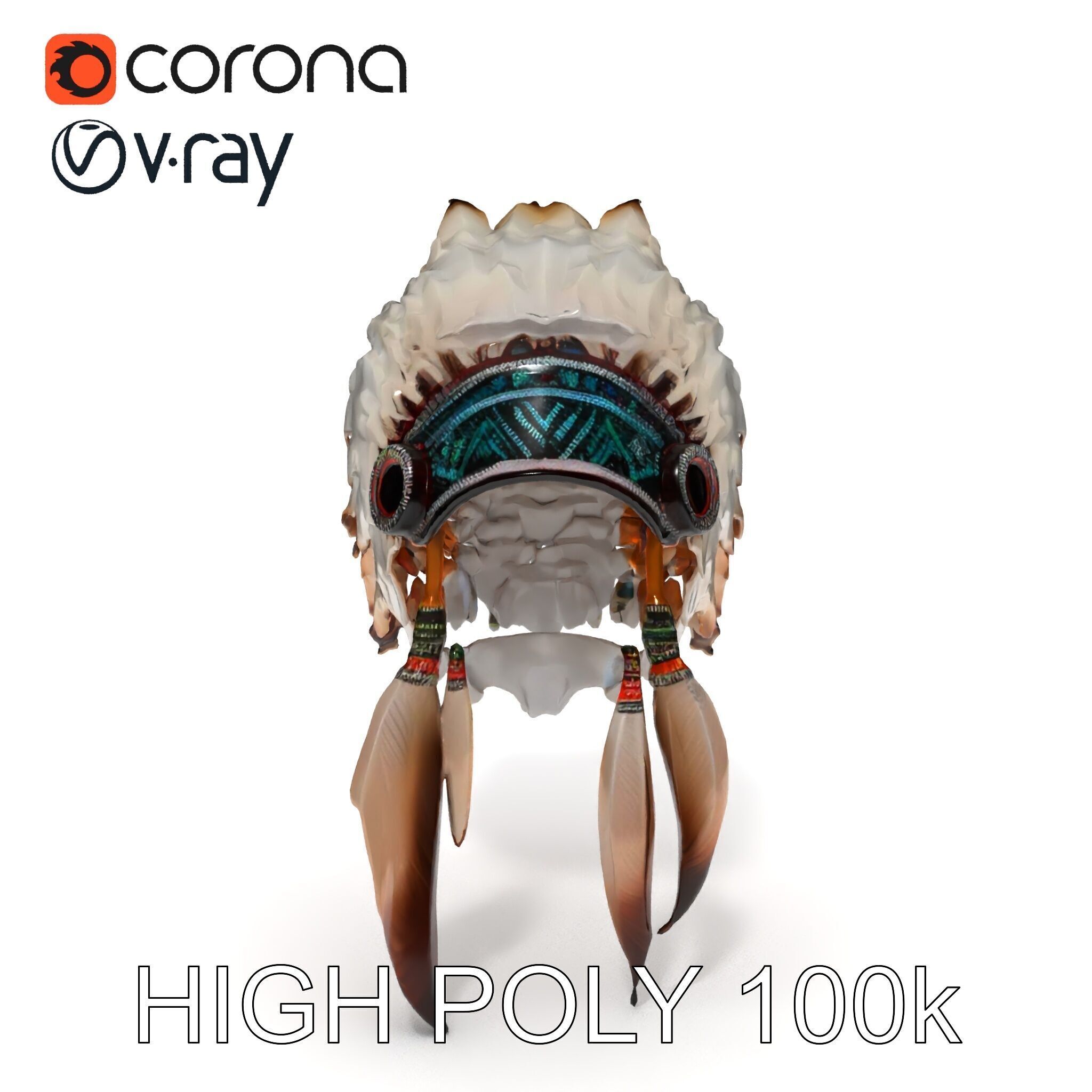 Native American Feather Headdress Model Pack Low-poly 3D model_14