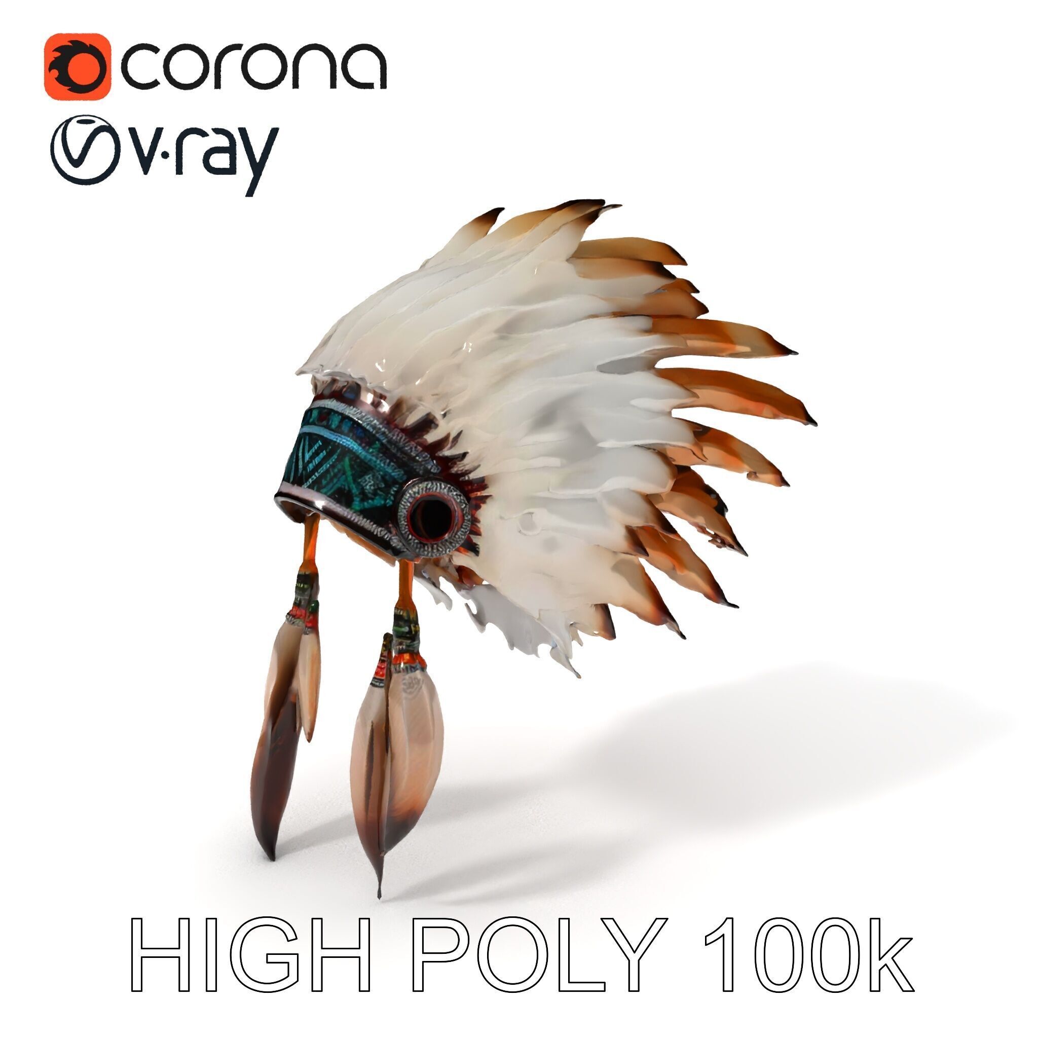 Native American Feather Headdress Model Pack Low-poly 3D model_31
