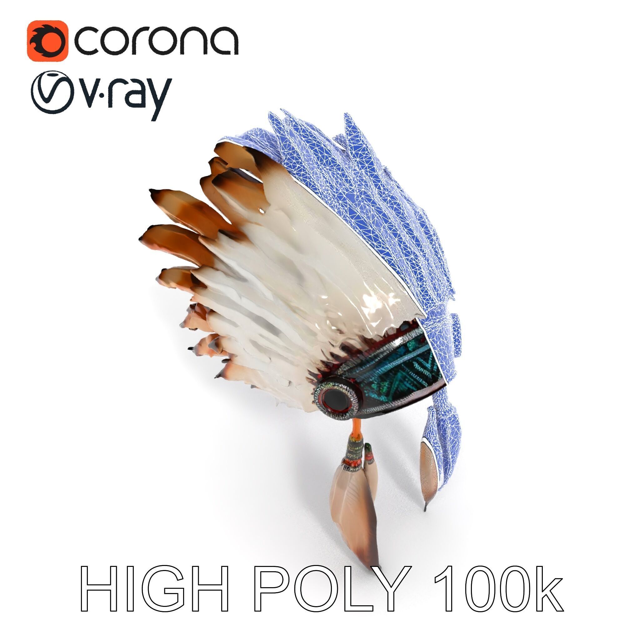Native American Feather Headdress Model Pack Low-poly 3D model_18