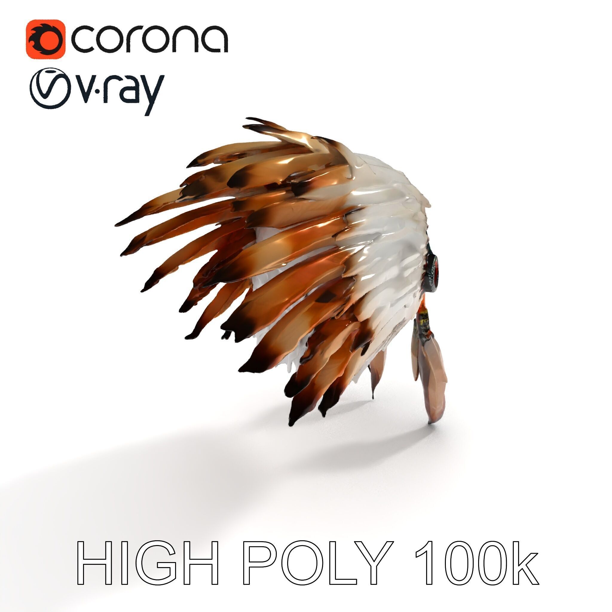 Native American Feather Headdress Model Pack Low-poly 3D model_24